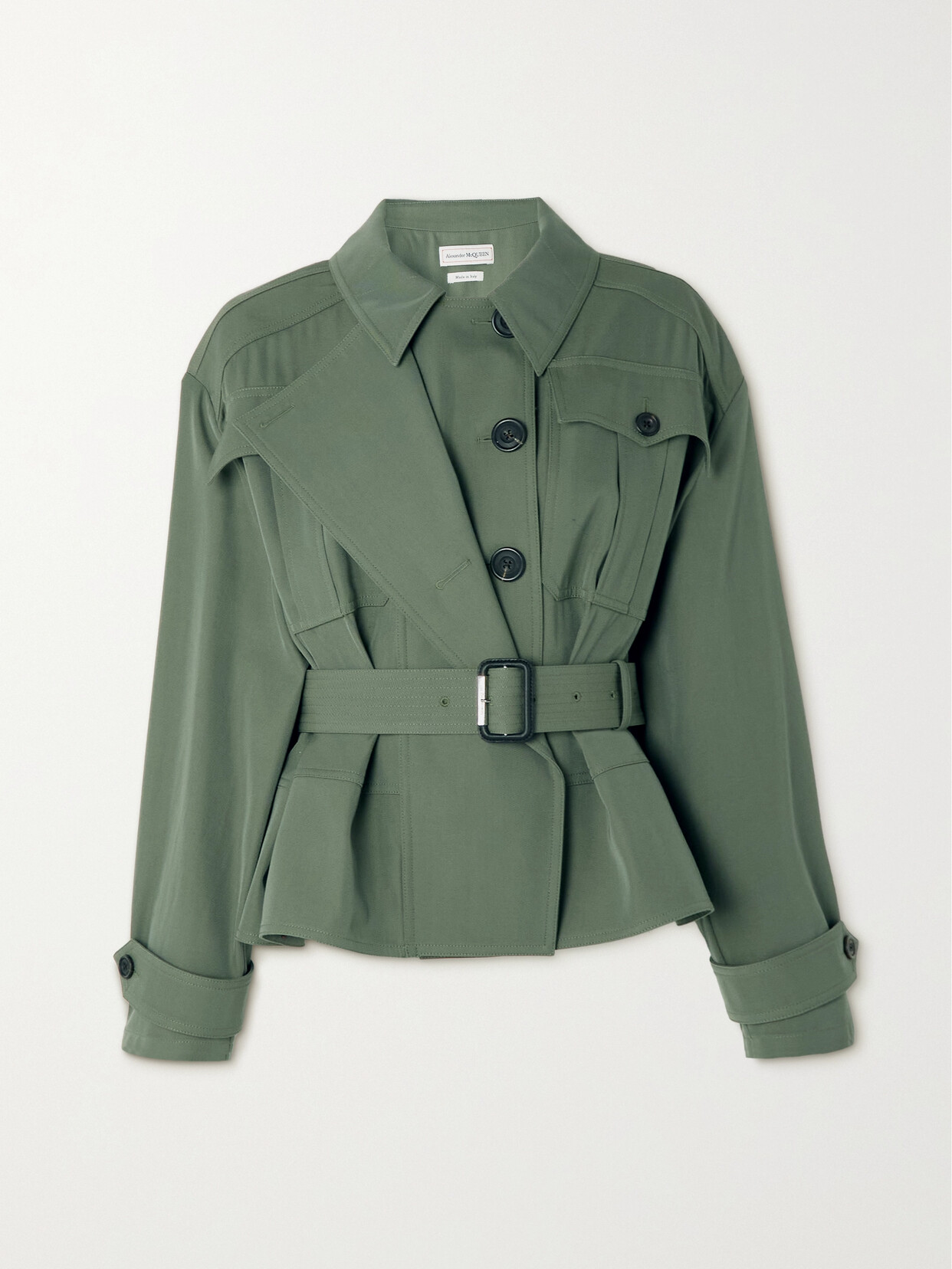 Alexander McQueen - Belted Wool And Cotton-blend Gabardine Jacket - Green