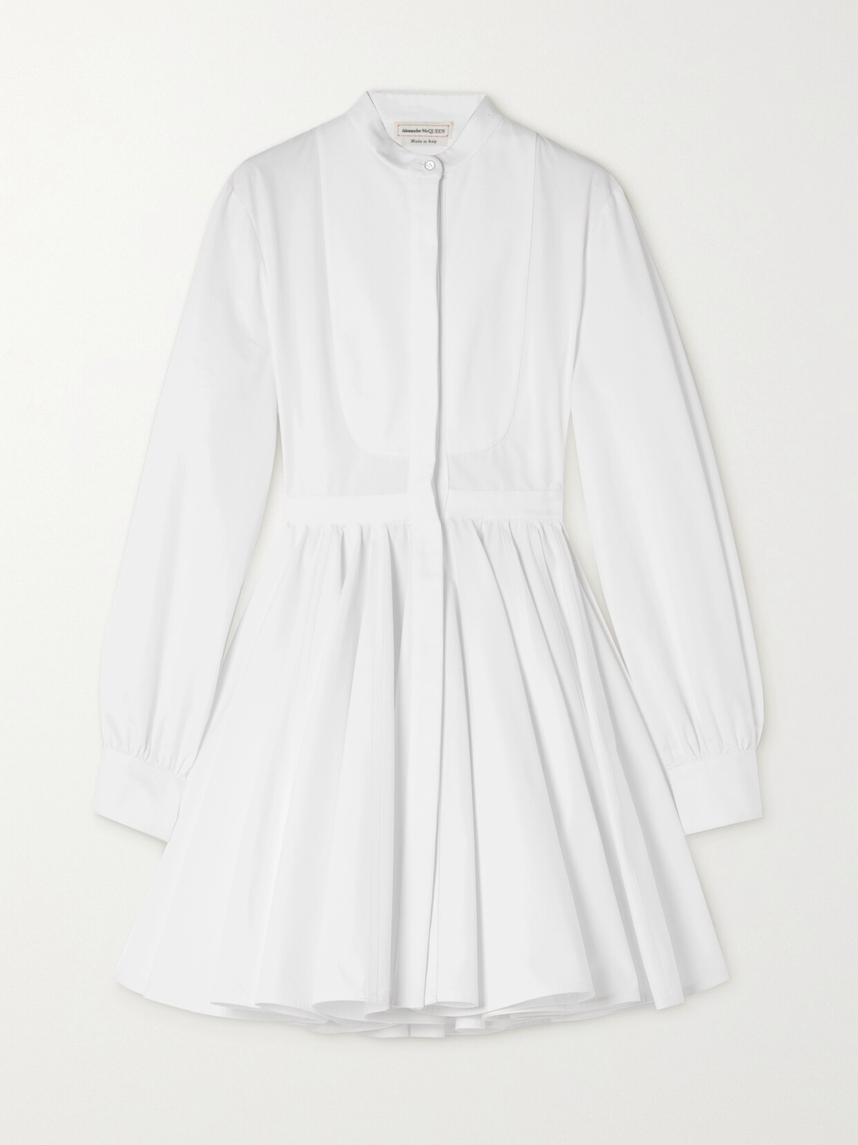 Alexander McQueen - Piqué-trimmed Cotton-poplin Mini Dress - White