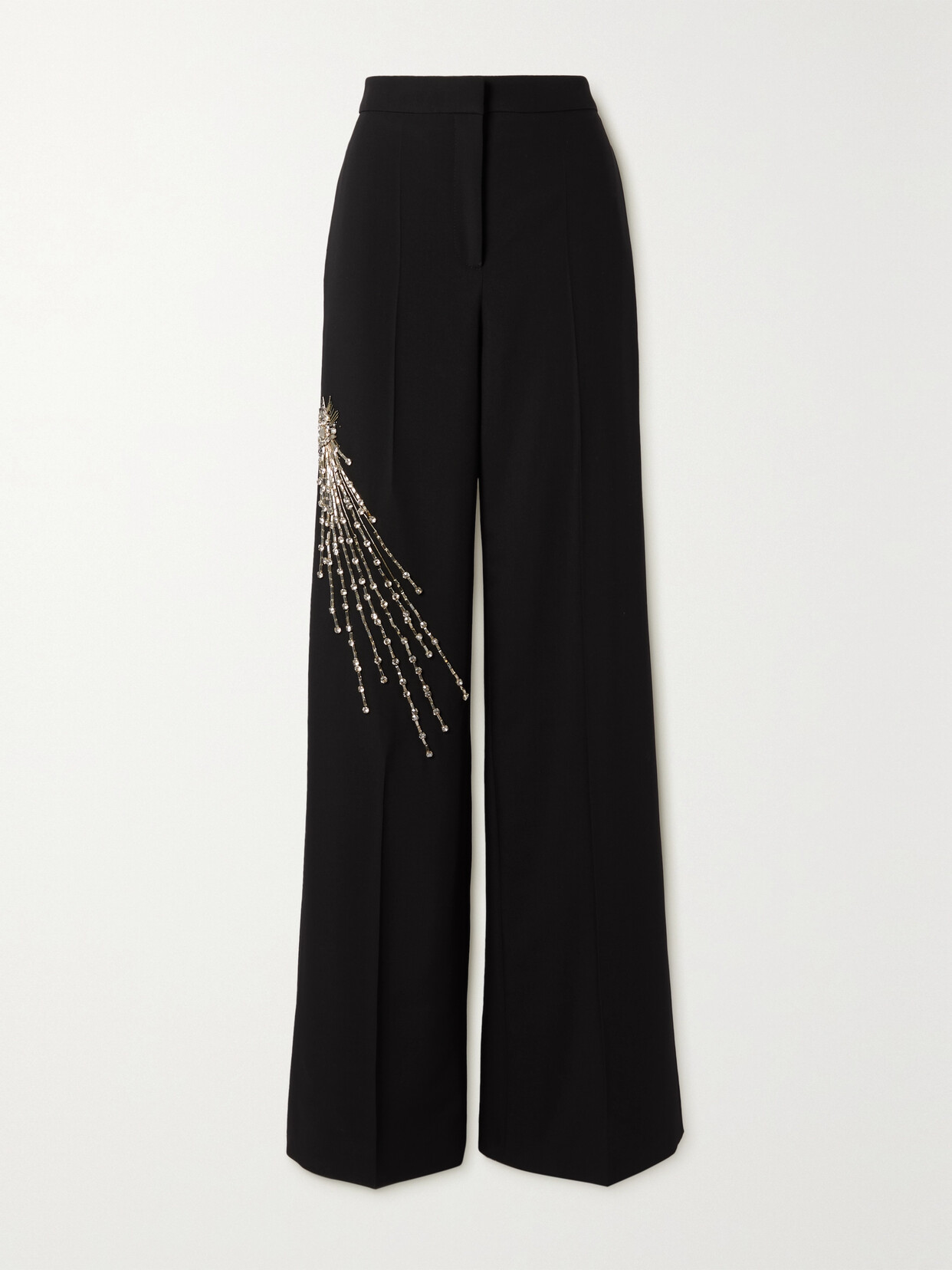 Alexander McQueen - Embellished Wool Straight-leg Pants - Black