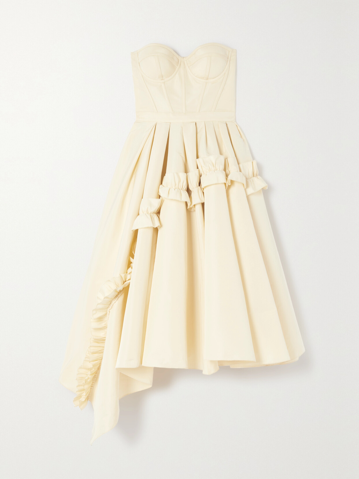 Alexander McQueen - Strapless Ruffled Faille Midi Dress - Ivory