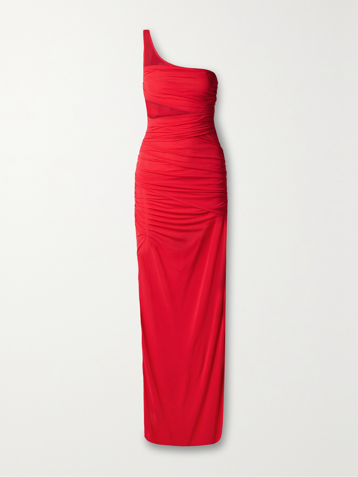 GAUGE81 - Moni One-shoulder Ruched Mesh Maxi Dress - Red