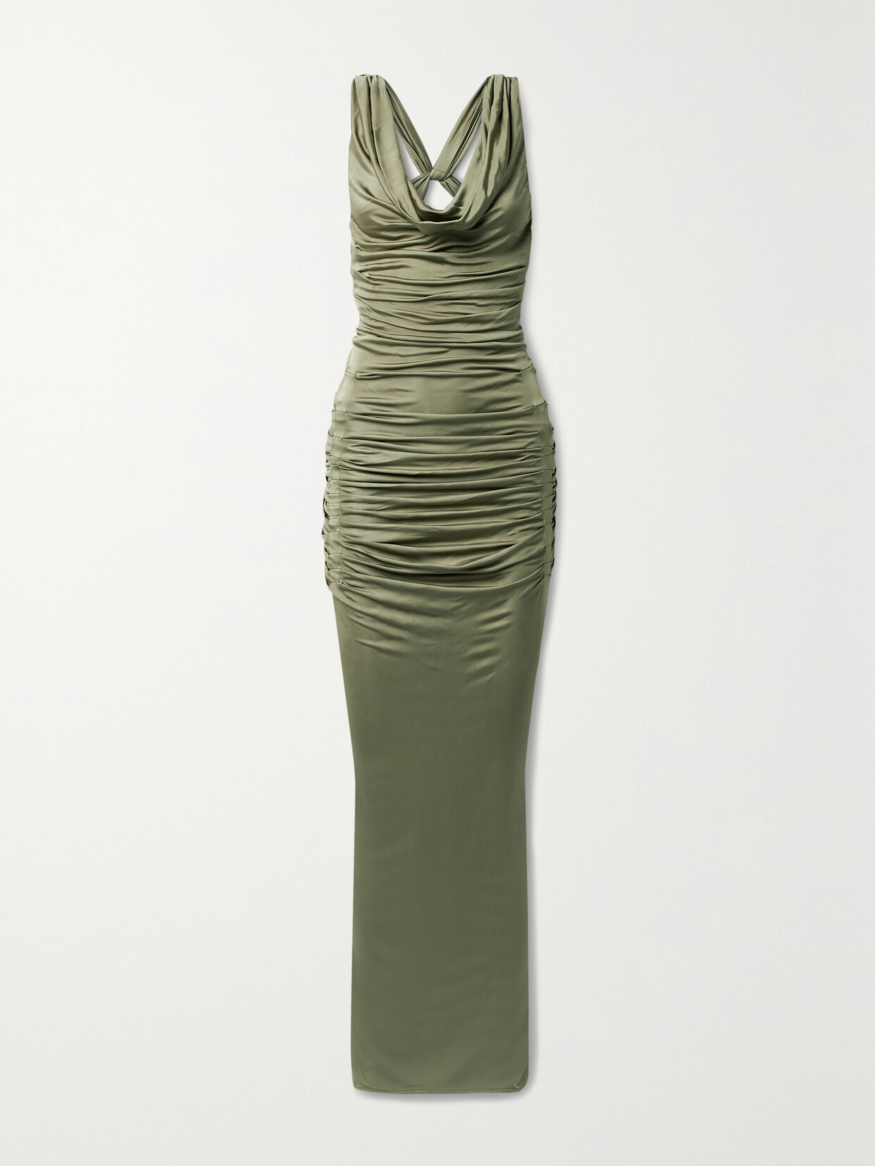 GAUGE81 INA DRAPED OPEN-BACK SATIN-JERSEY MAXI DRESS