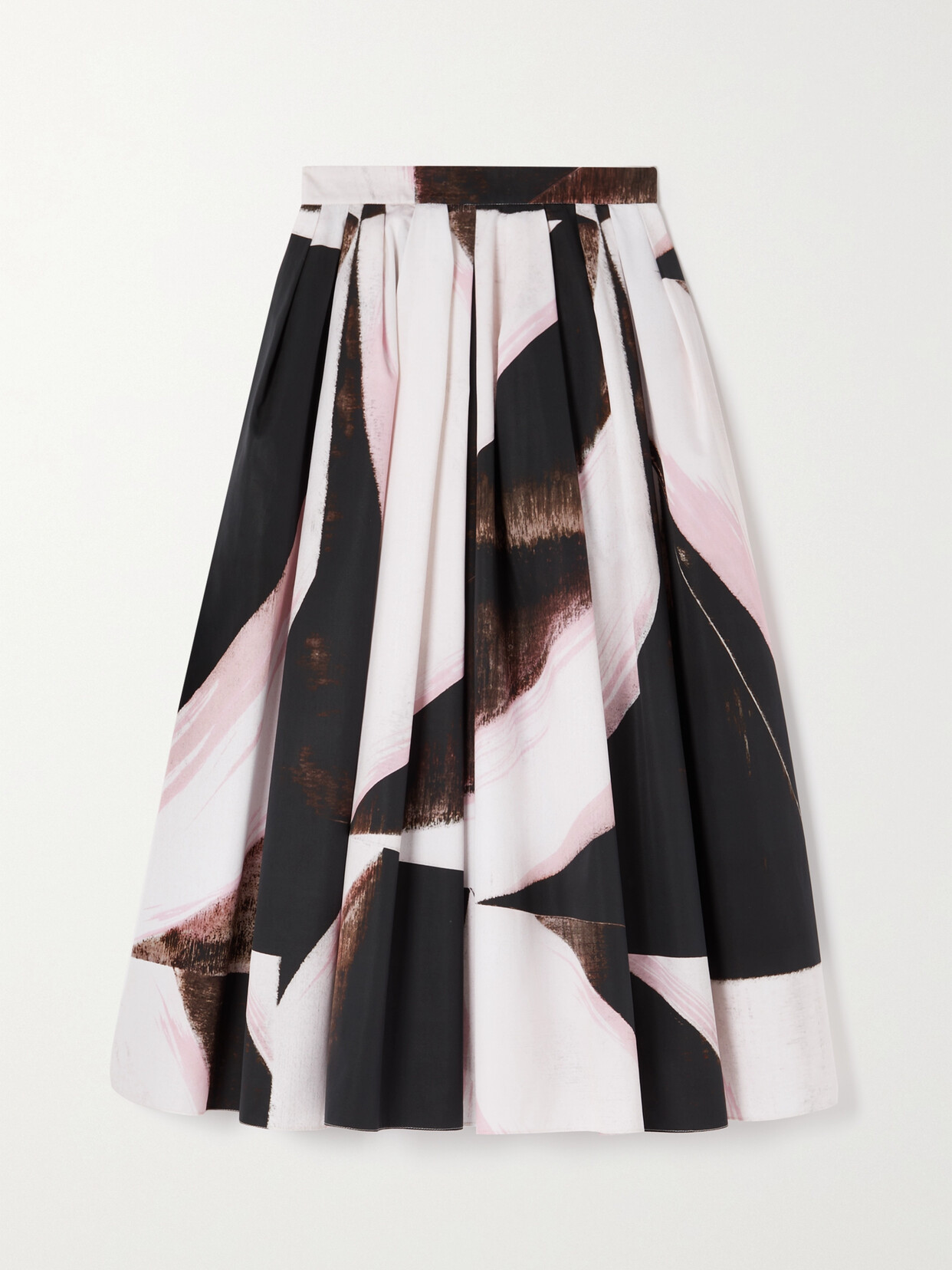 Alexander McQueen - Pleated Printed Cotton-poplin Midi Skirt - Pink