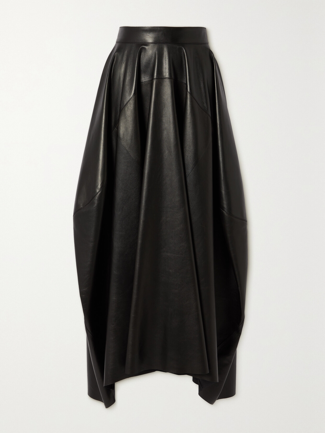 Alexander McQueen - Paneled Leather Midi Skirt - Black