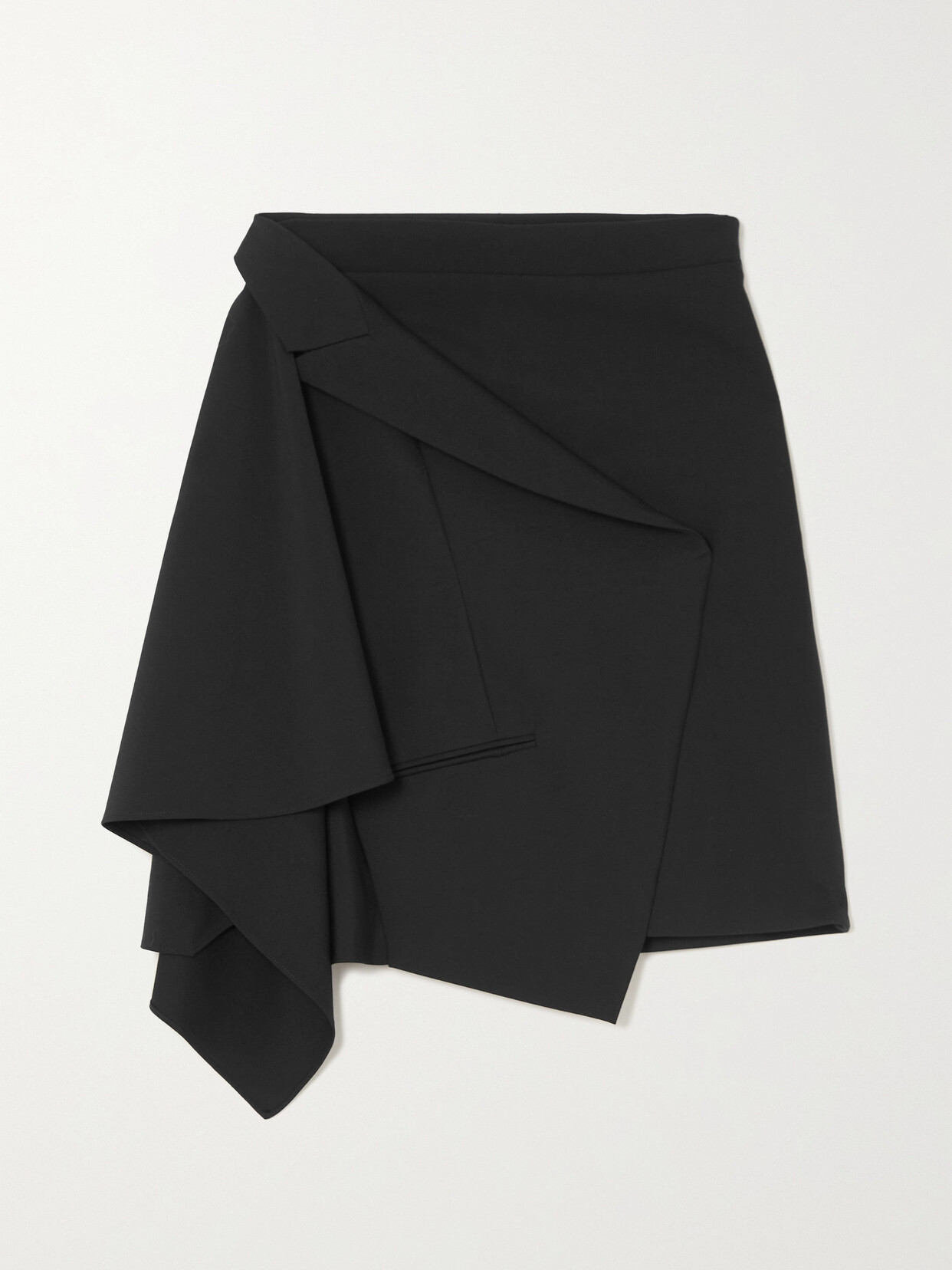 Alexander McQueen - Wrap-effect Draped Grain De Poudre Wool Mini Skirt - Black