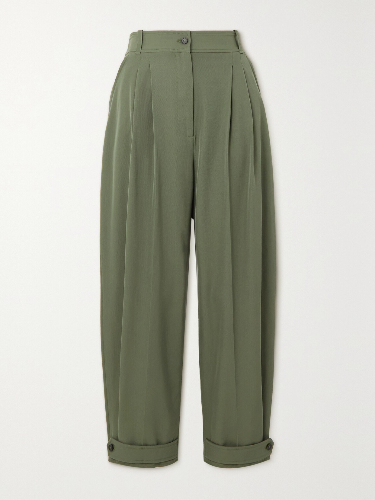 Alexander McQueen - Draped Wool And Cotton-blend Tapered Pants - Green