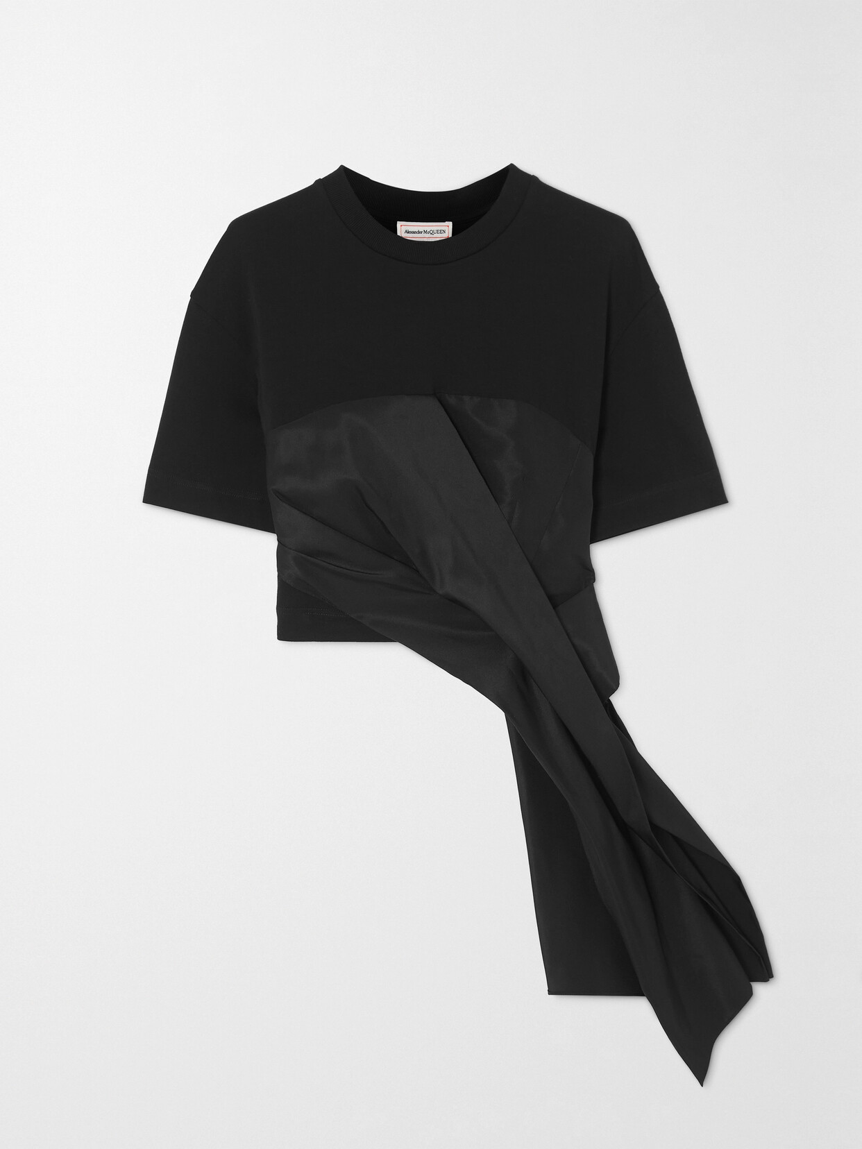 Alexander McQueen - Asymmetric Cotton-jersey And Taffeta T-shirt - Black