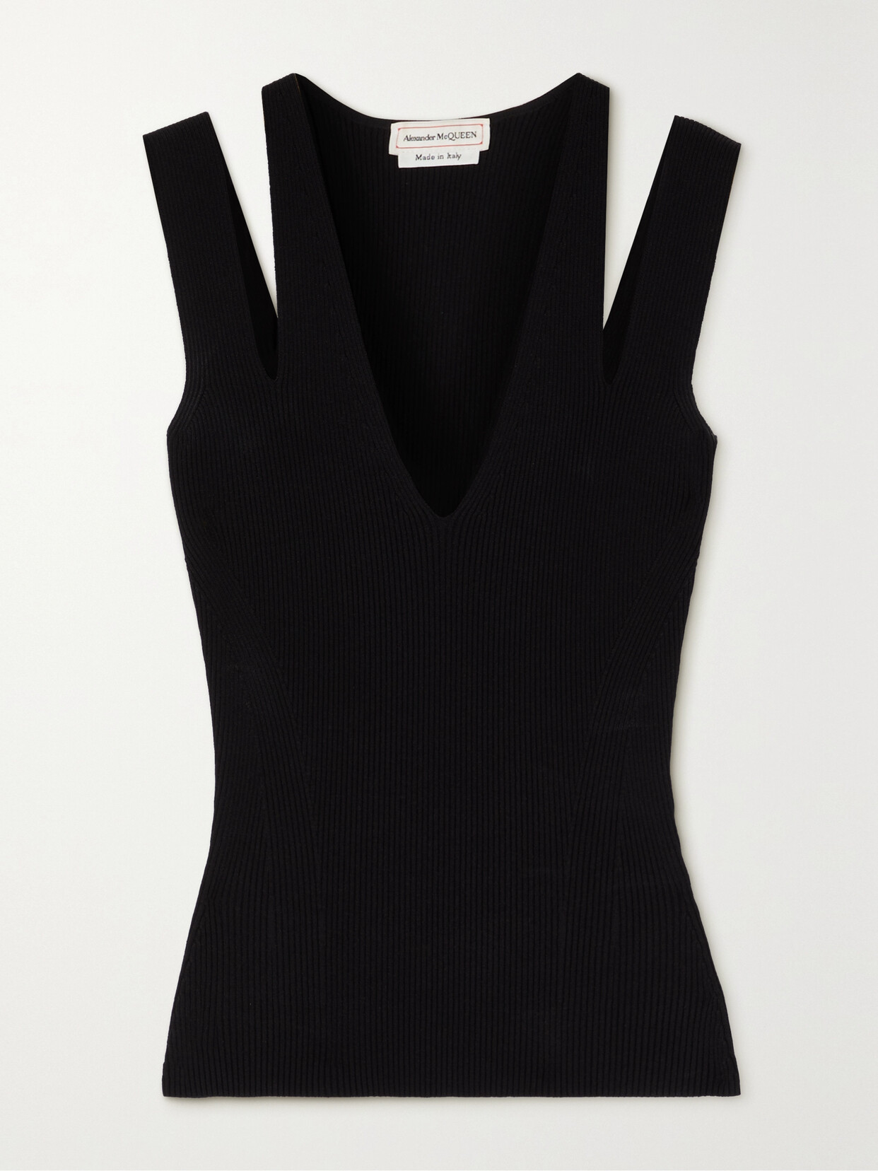 ALEXANDER MCQUEEN CUTOUT RIBBED-KNIT TOP