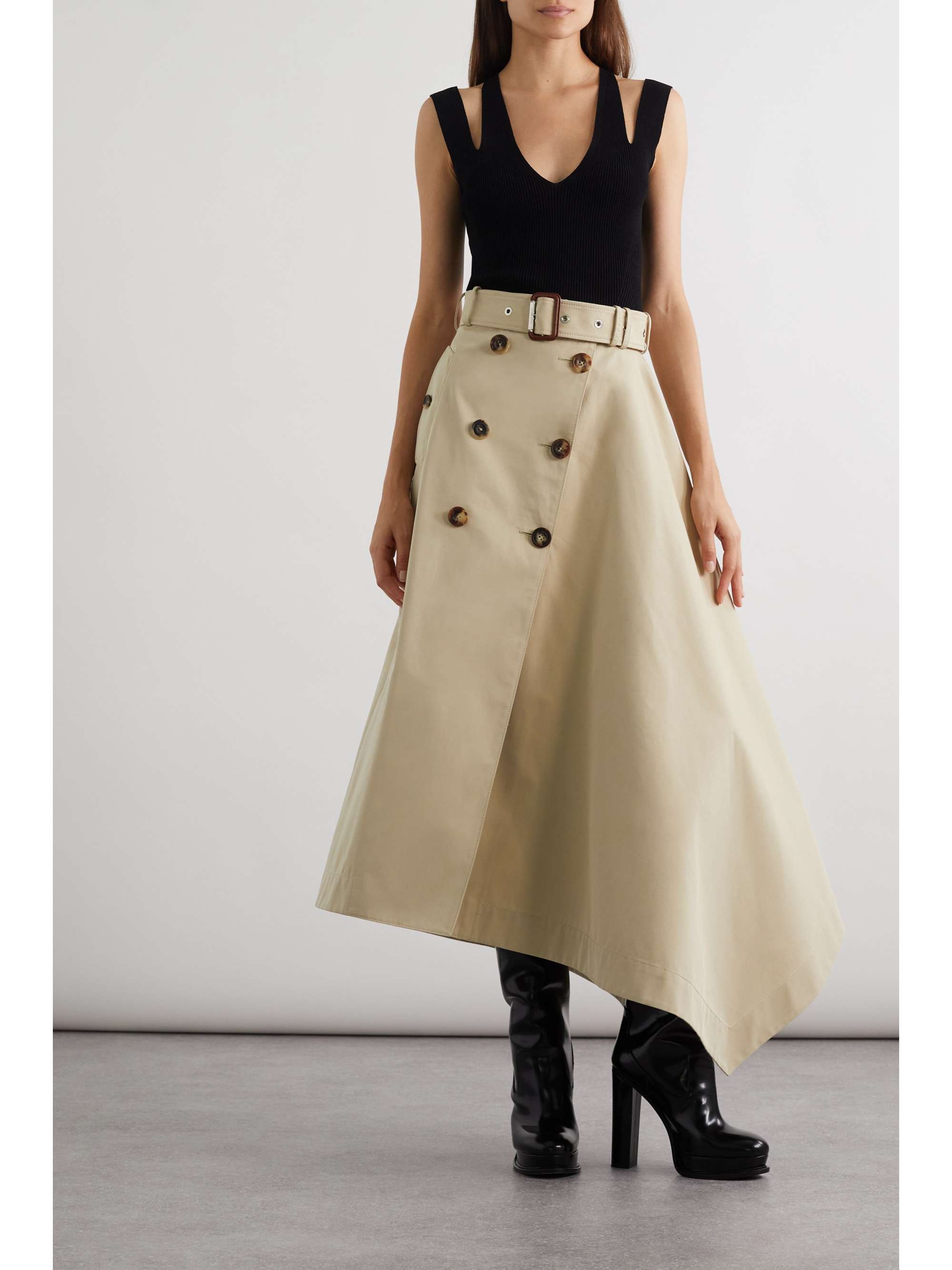 ALEXANDER MCQUEEN Asymmetric zip-detailed leather skirt | NET-A-PORTER