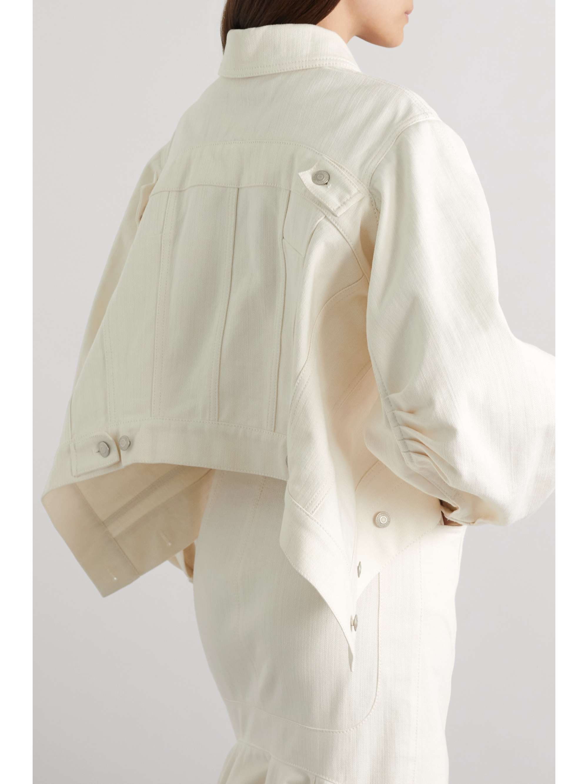 ALEXANDER MCQUEEN Asymmetric gathered denim jacket