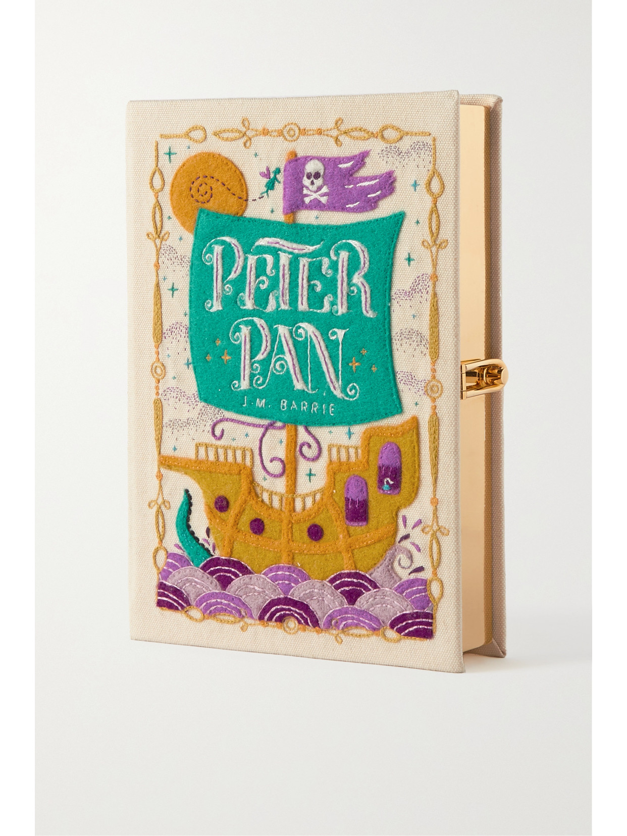 Olympia Le-Tan - Peter Pan Pirates Embroidered Appliquéd Canvas Clutch - White