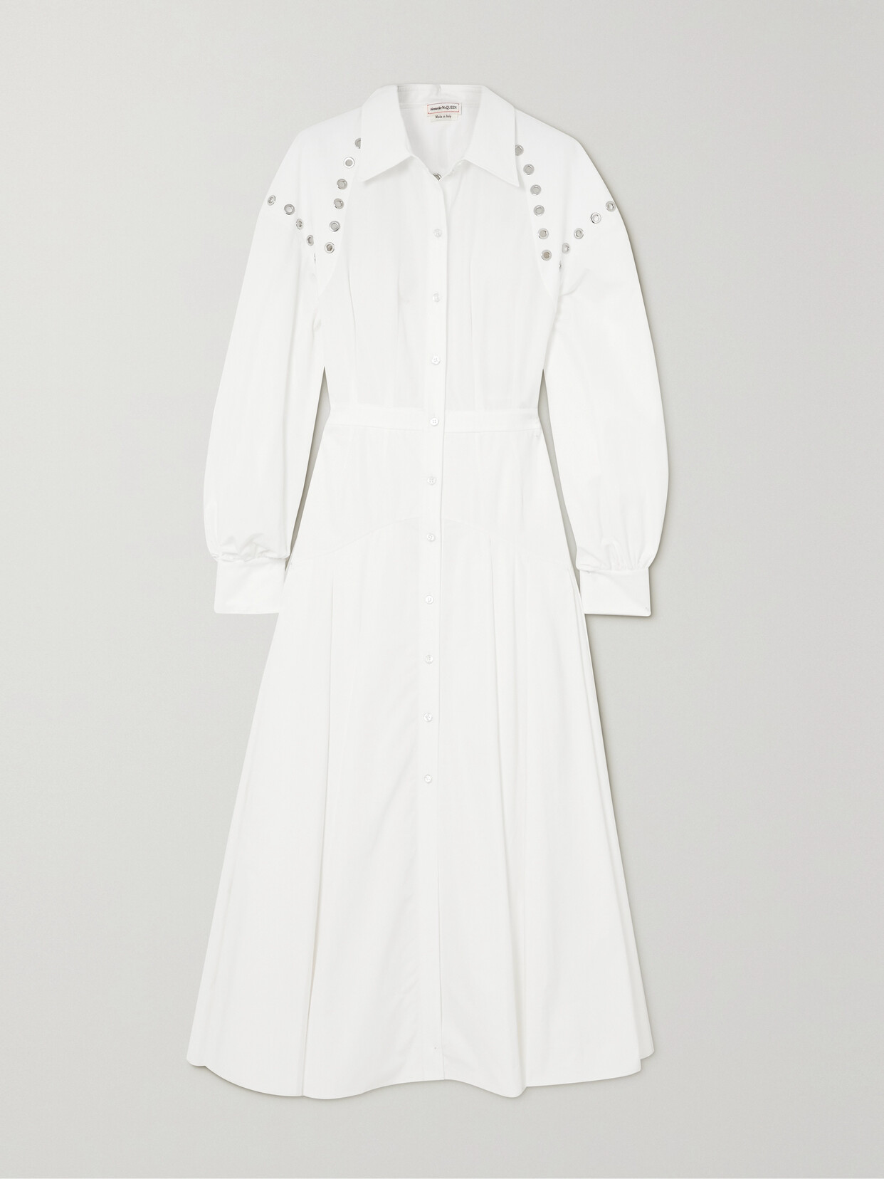 Alexander McQueen - Embellished Cotton-poplin Shirt Dress - White