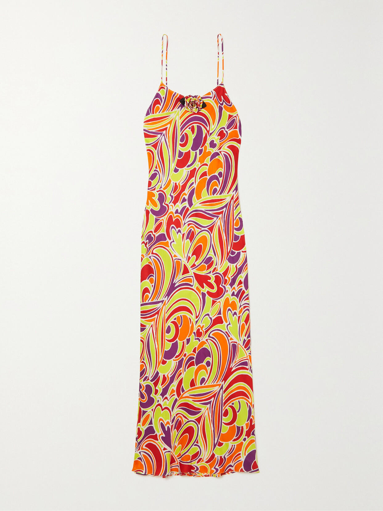 Rodarte - Appliquéd Printed Satin-twill Midi Dress - Yellow