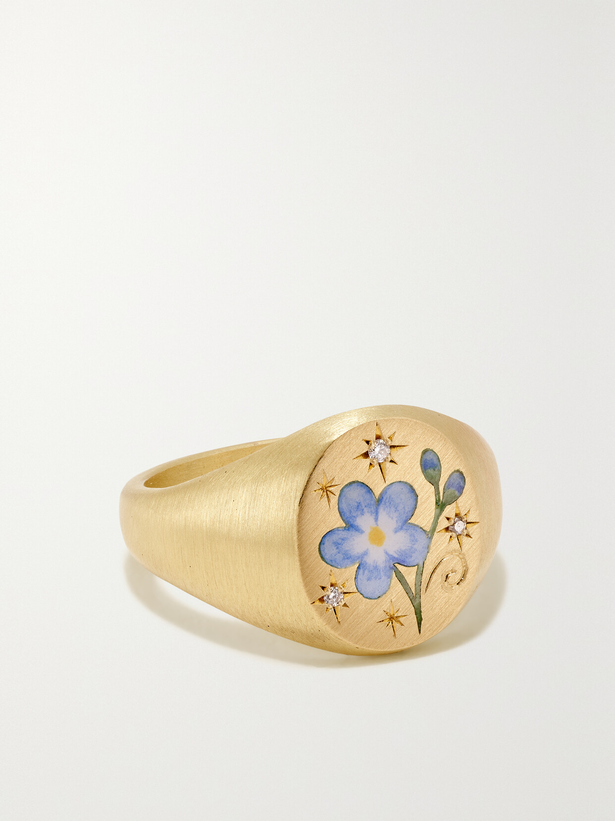 Cece Jewellery Forget Me Not 18-karat Recycled , Enamel And Diamond Ring
