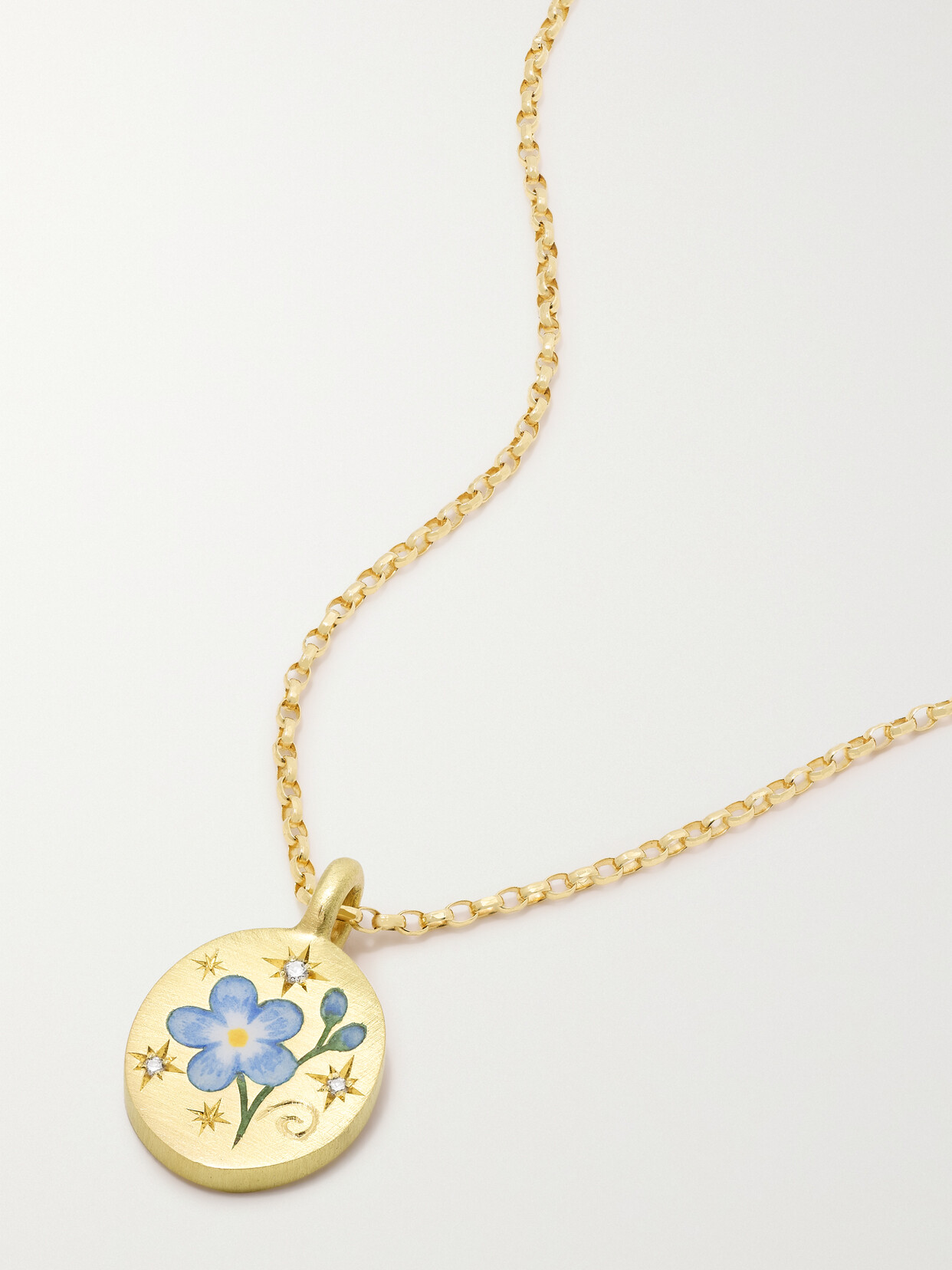 Cece Jewellery Forget Me Not 18-karat Recycled , Enamel And Diamond Necklace
