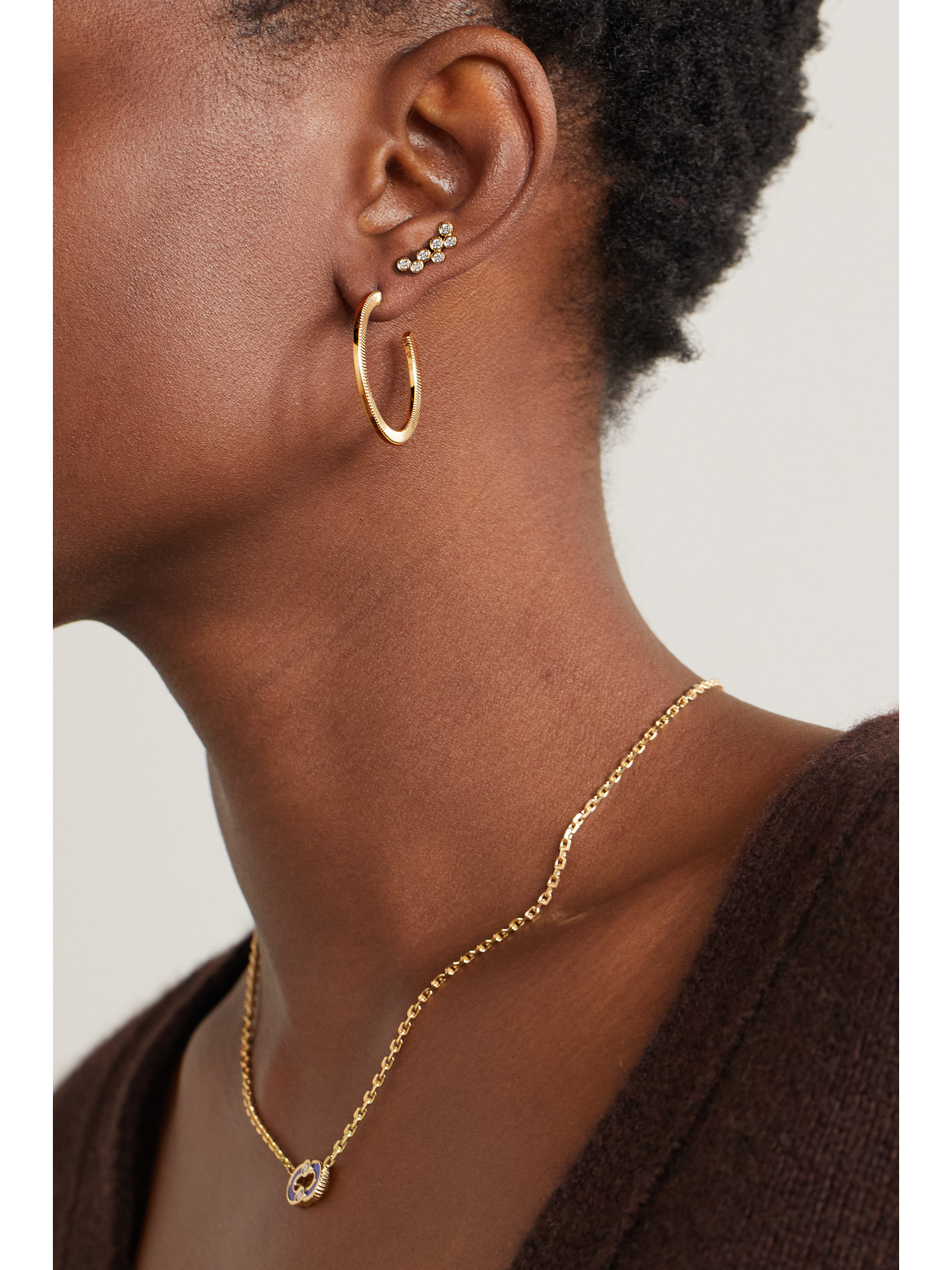 Shop Viltier Rayon Disco 18-karat Gold Hoop Earrings