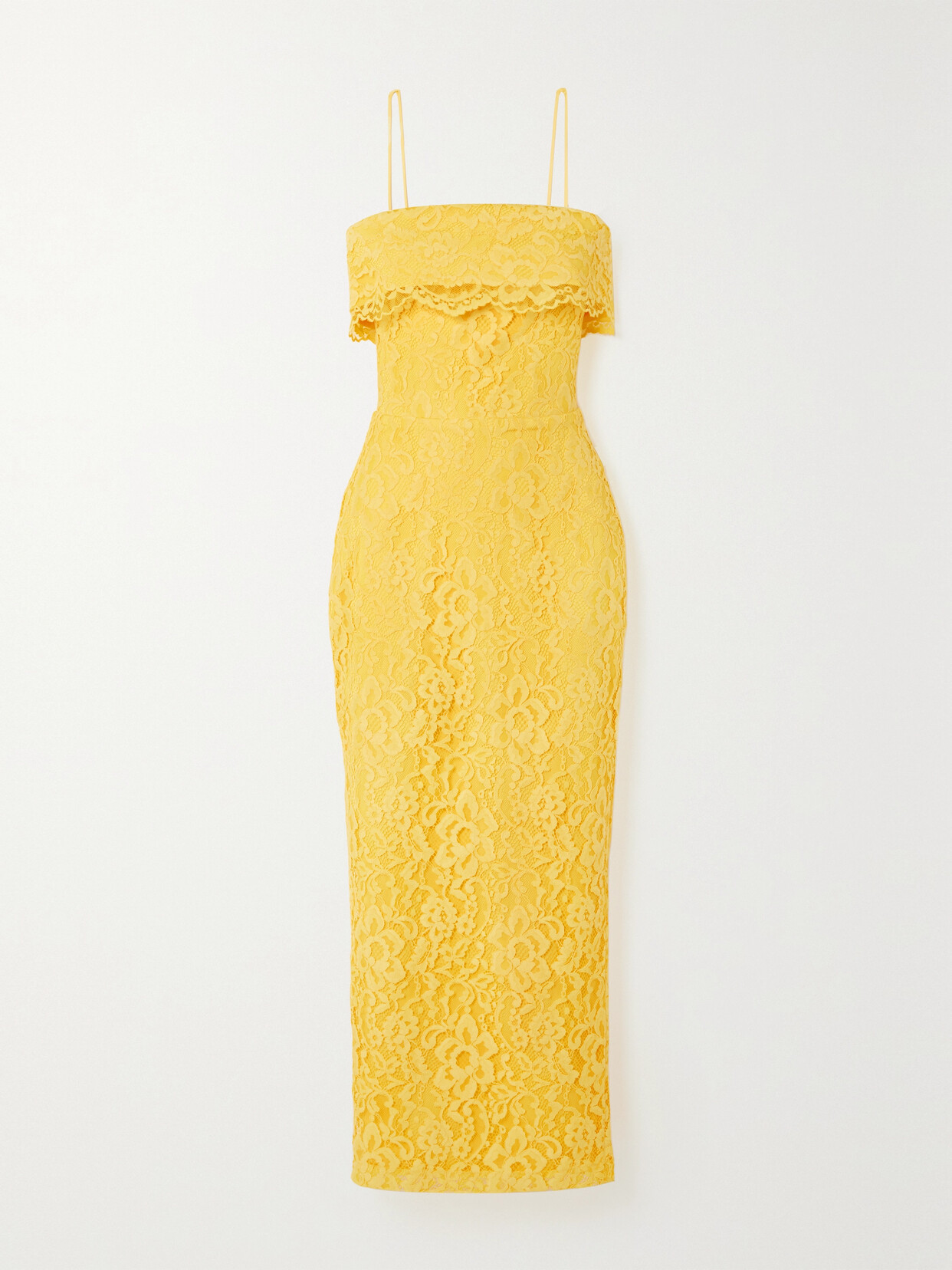 RASARIO - Cotton-blend Lace Midi Dress - Yellow