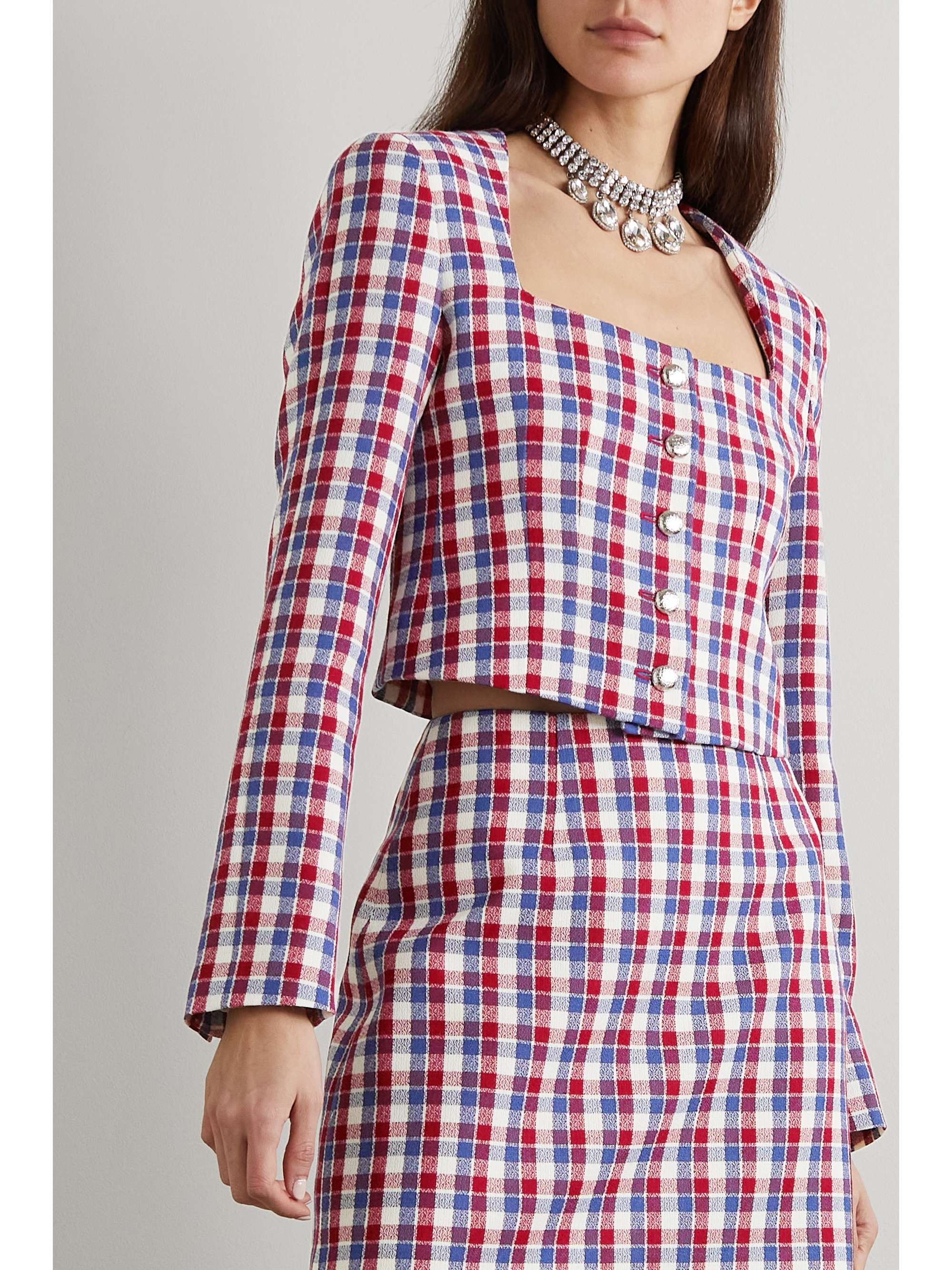 ALESSANDRA RICH Verkürzte Jacke aus kariertem Tweed