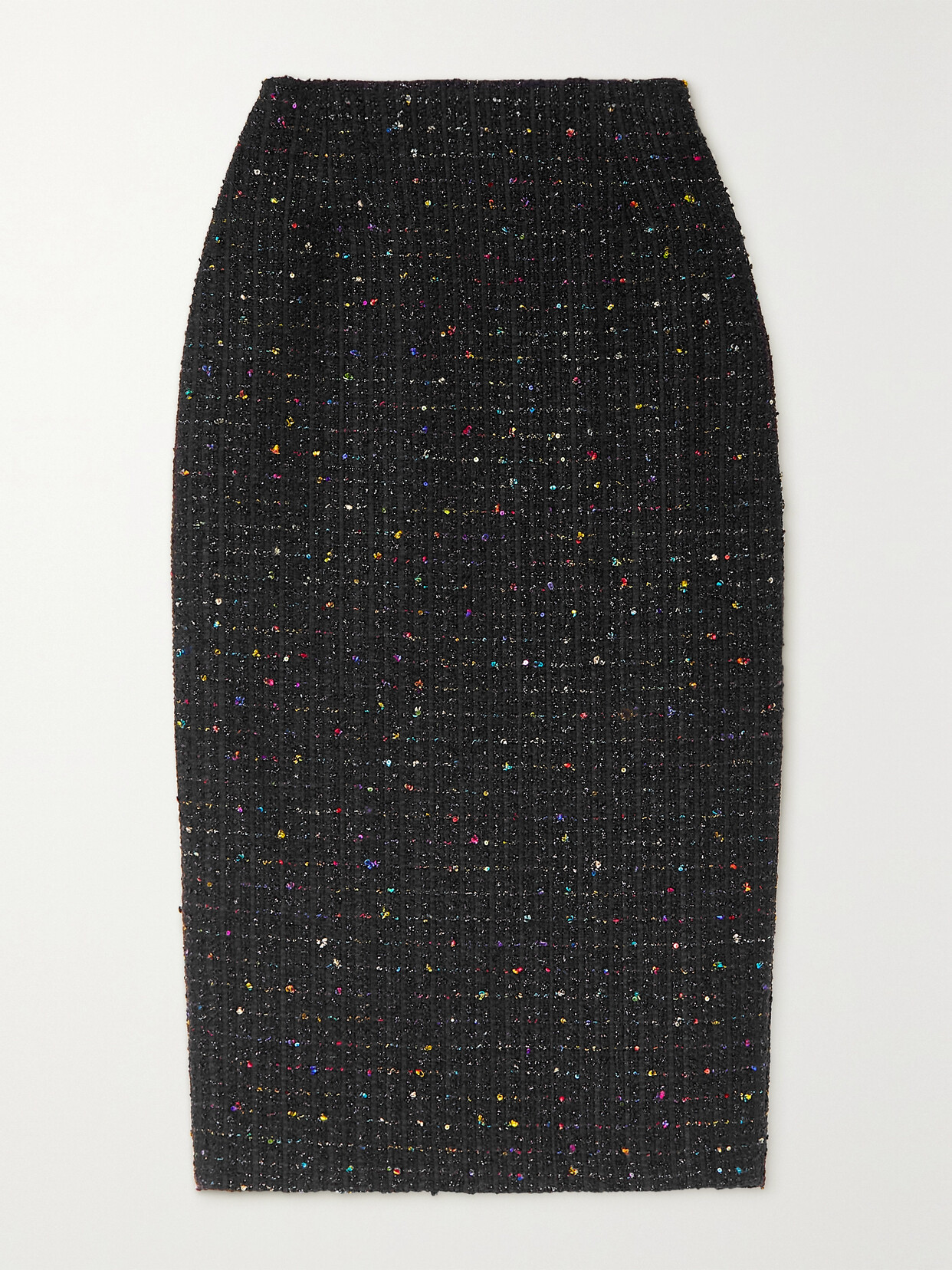 Alessandra Rich Sequined Metallic Bouclé Midi Skirt - Black