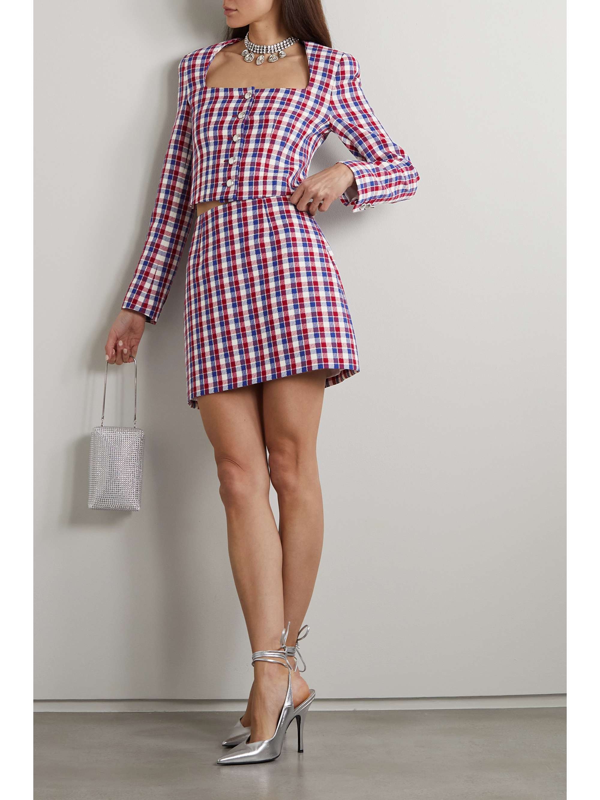 ALESSANDRA RICH Checked tweed mini skirt