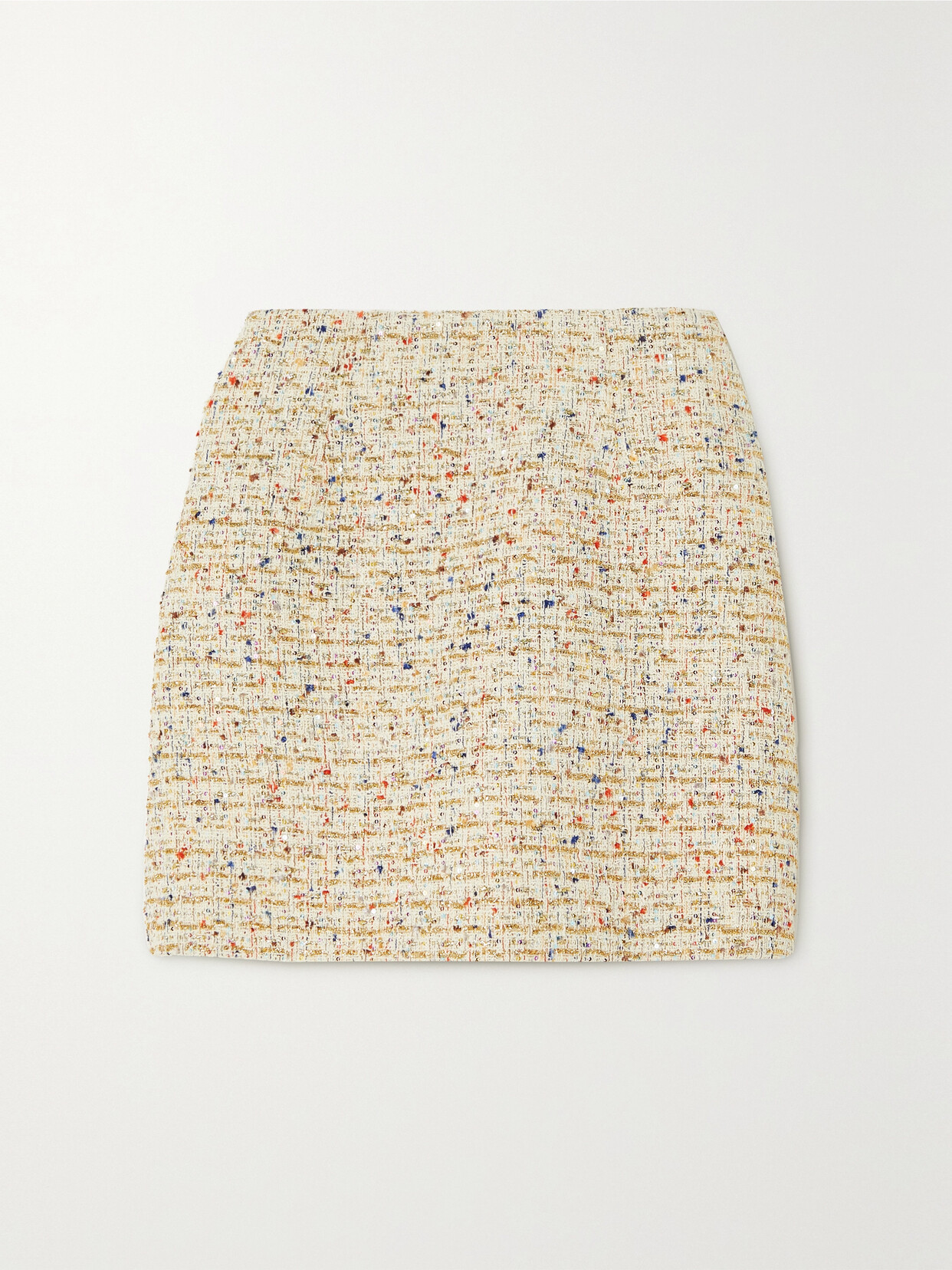 Alessandra Rich Sequined Metallic Cotton-blend Bouclé Mini Skirt - Neutrals