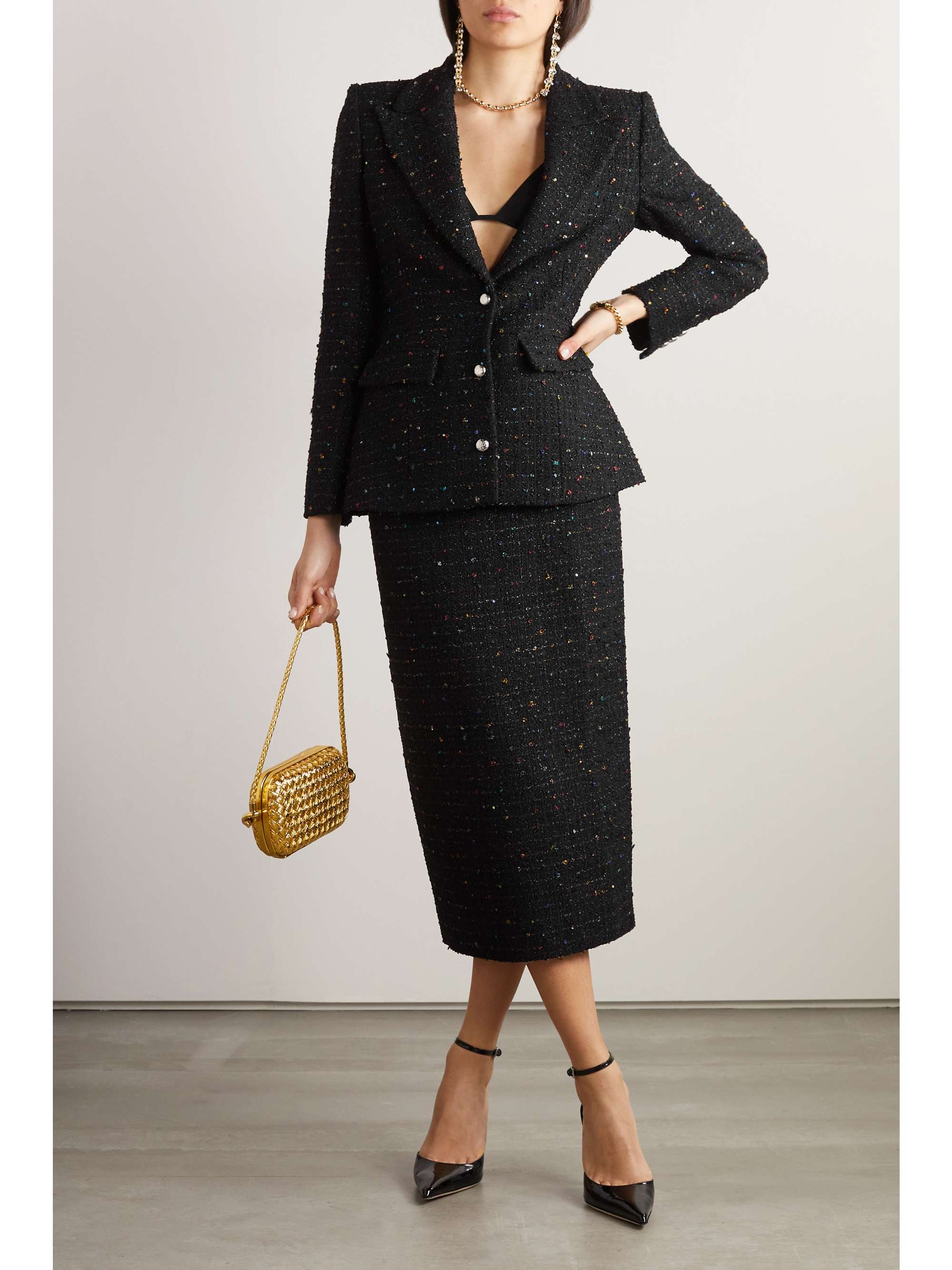 ALESSANDRA RICH Sequinembellished metallic tweed blazer NETAPORTER