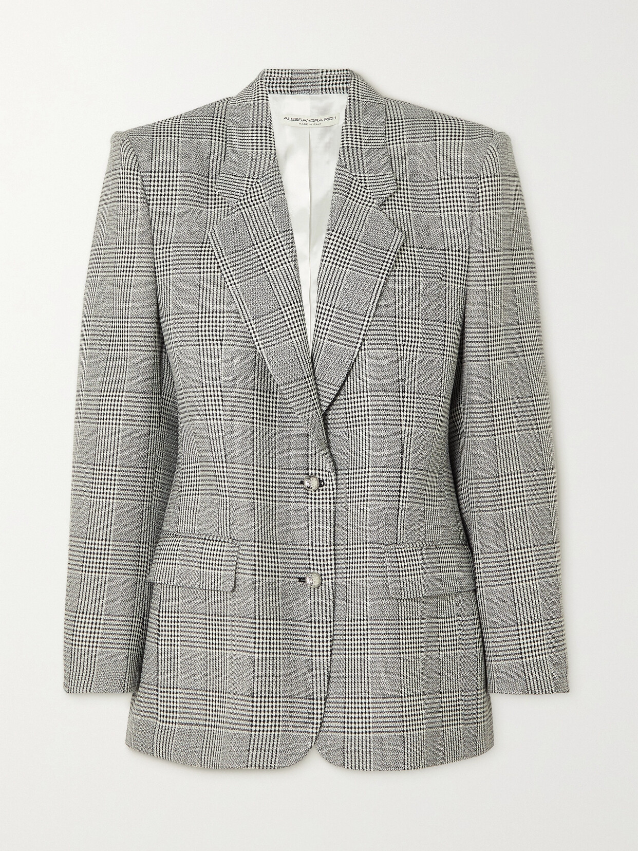 Alessandra Rich - Prince Of Wales Checked Wool Blazer - Gray