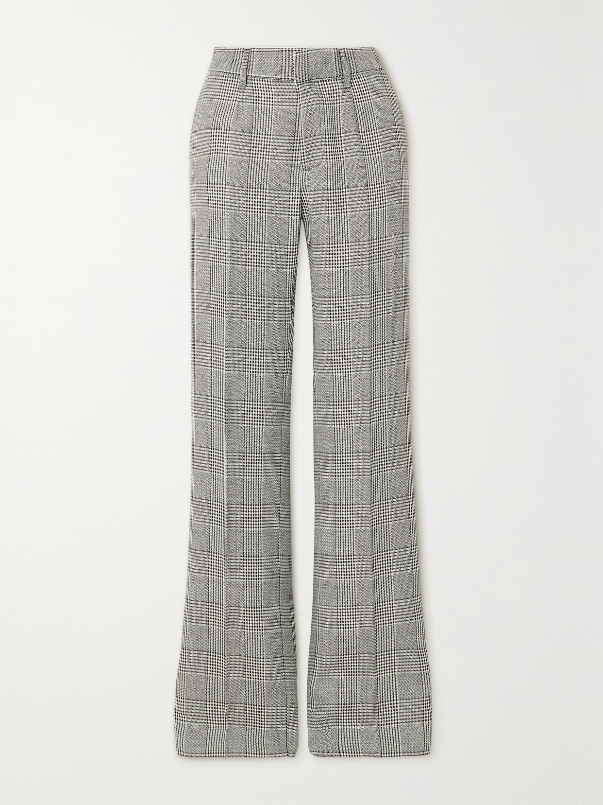 Alessandra Rich Pleated Prince Of Wales Checked Wool Straight-leg Pants - Gray
