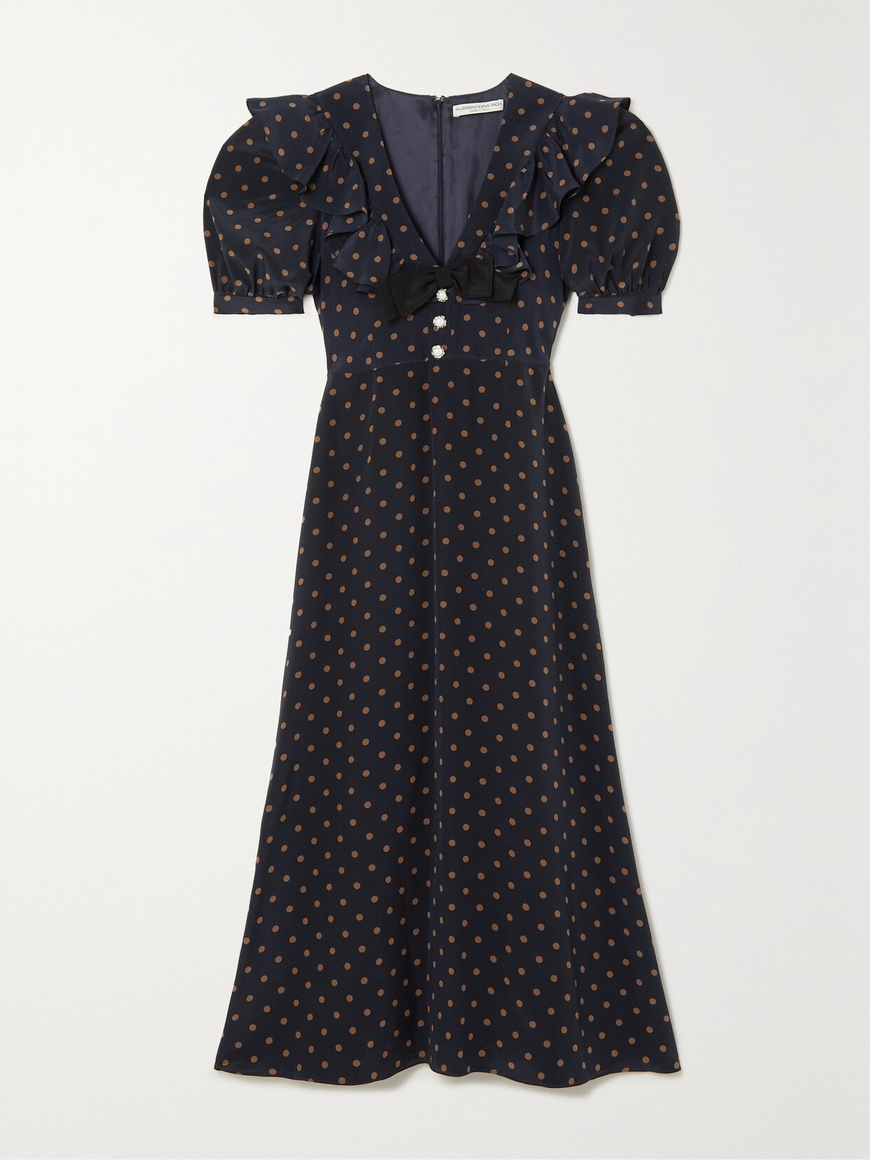 Alessandra Rich Embellished Polka-dot Silk Midi Dress - Blue