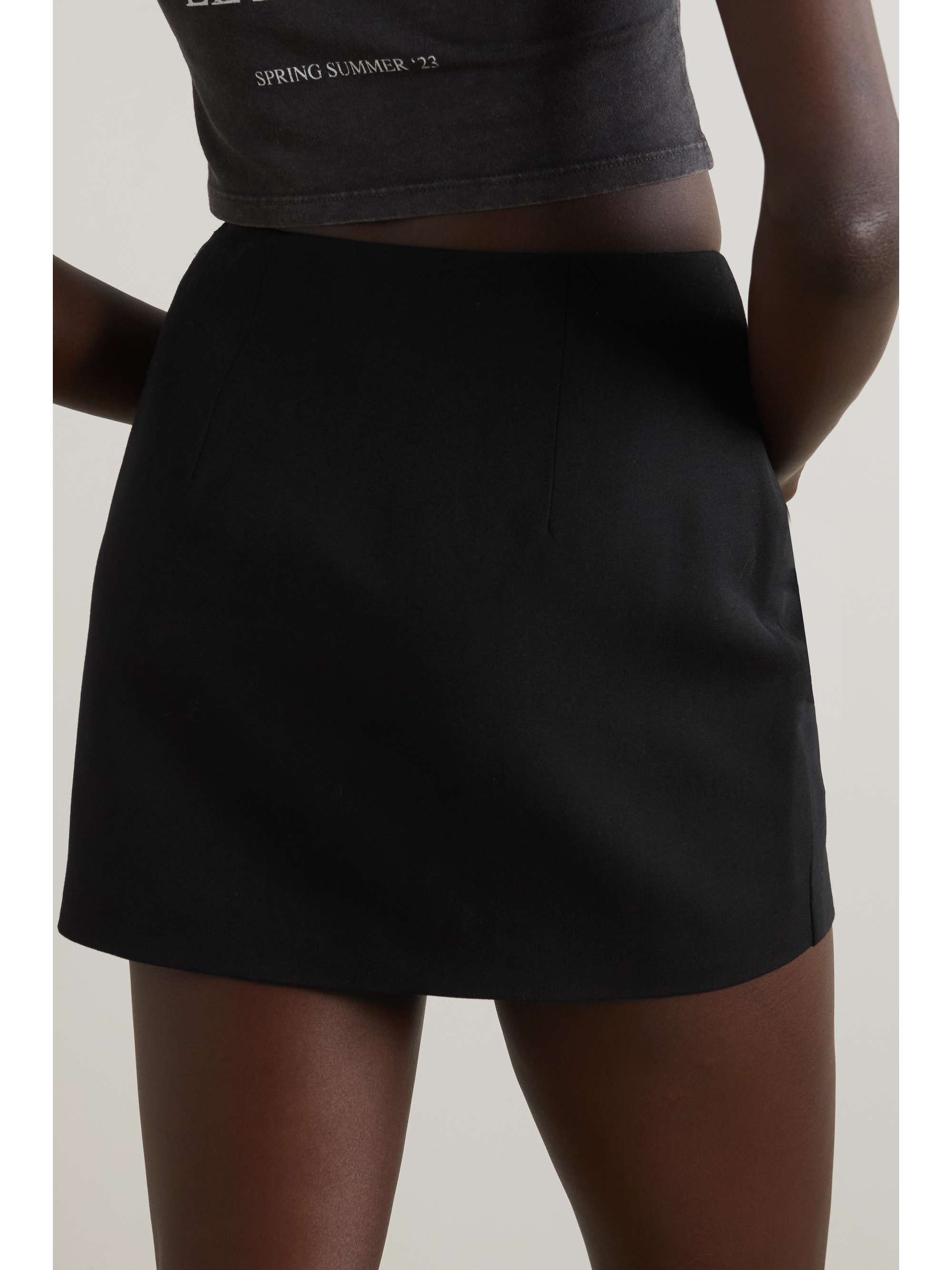 ALESSANDRA RICH Wrap-effect wool mini skirt