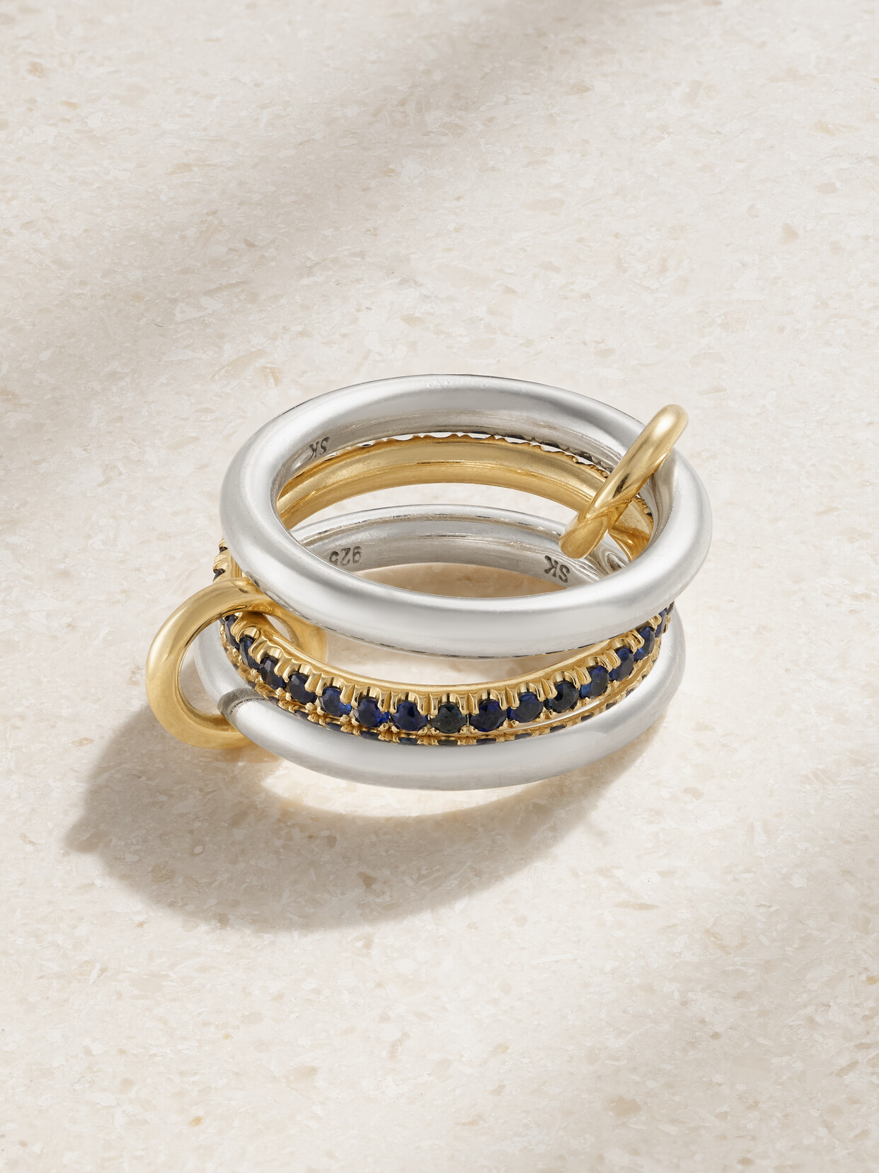 Spinelli Kilcollin - Libra Set Of Three 18-karat Gold, Sterling Silver And Sapphire Rings - 6