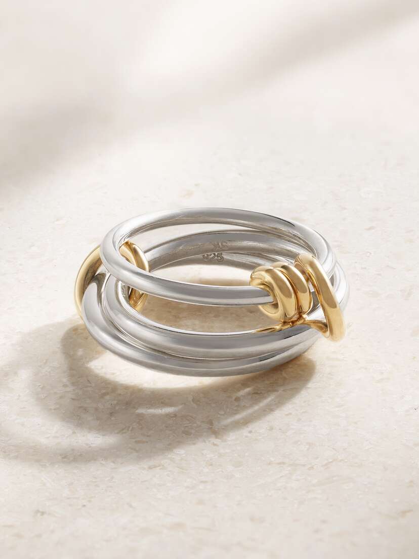 Spinelli Kilcollin Raneth Set Of Three Sterling Silver And 18-karat Gold Rings