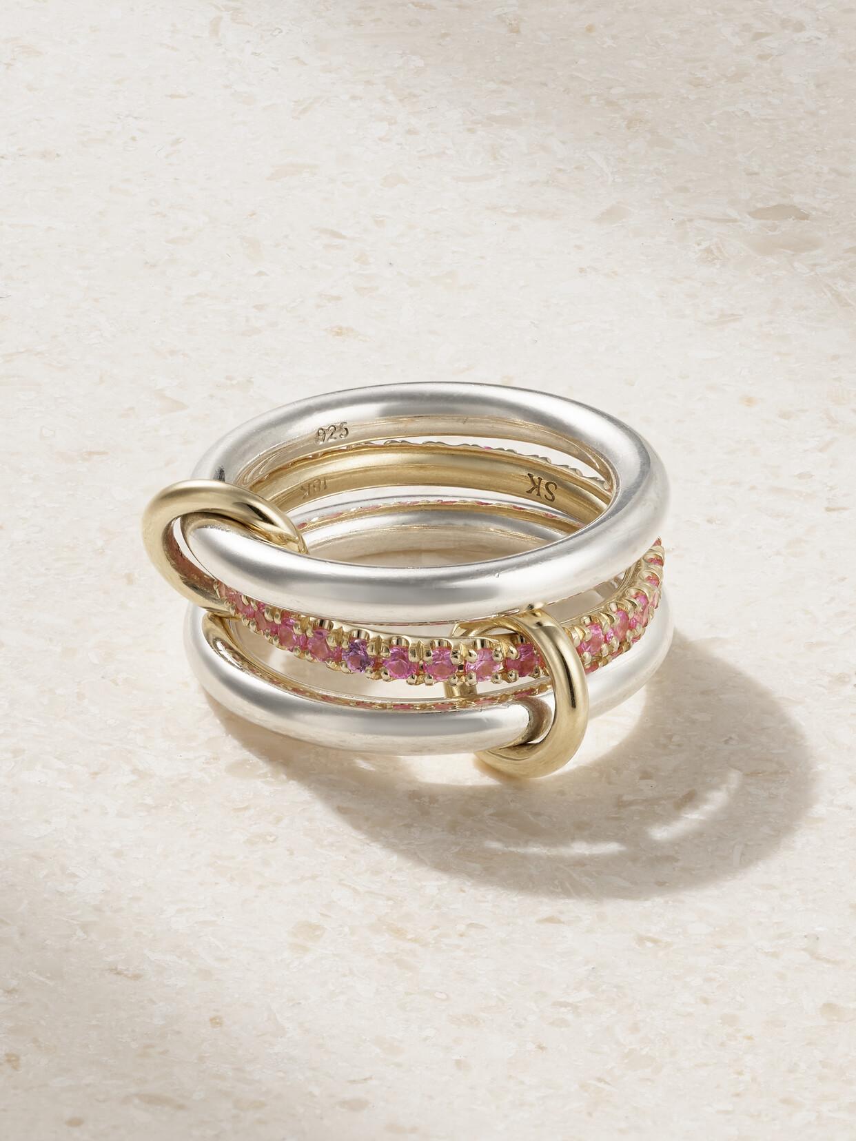 Spinelli Kilcollin - Libra Set Of Three 18-karat Gold, Sterling Silver And Sapphire Rings - 5