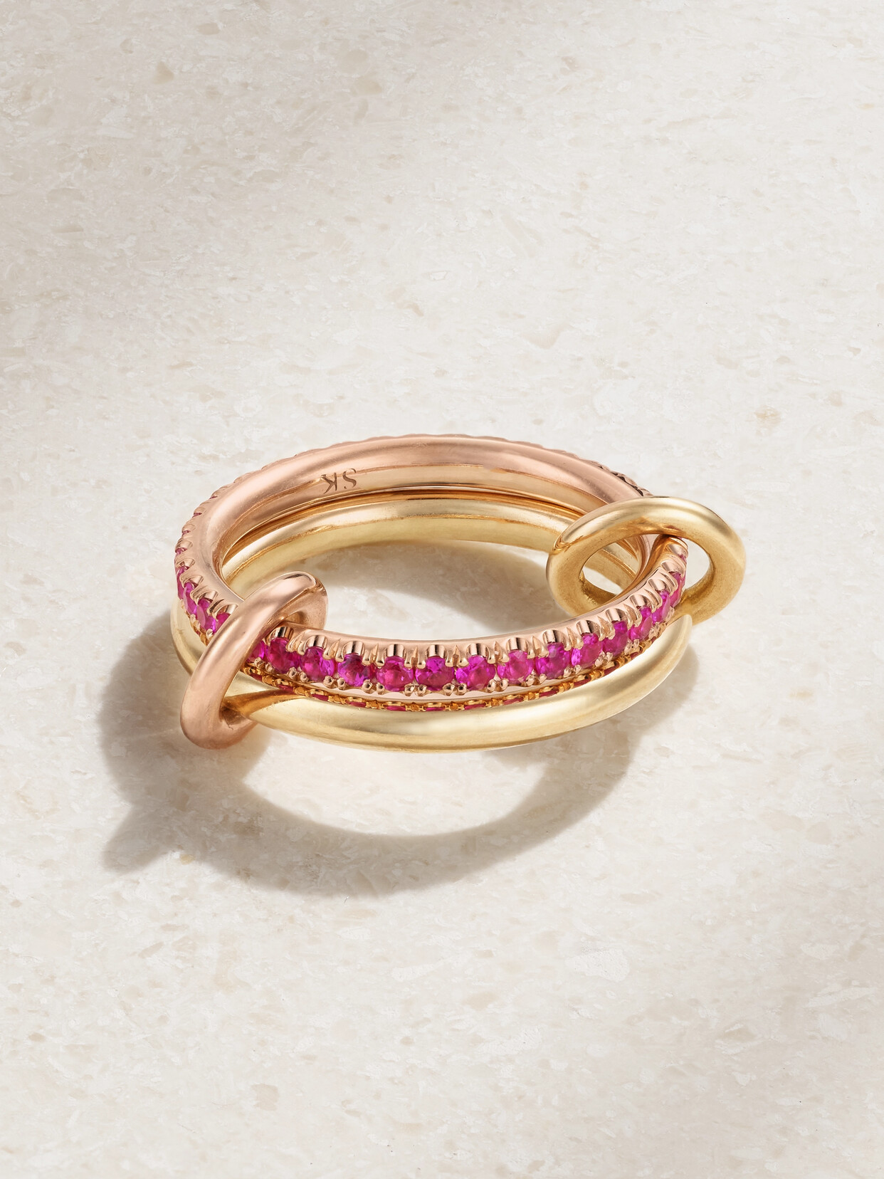 Spinelli Kilcollin - Ceres Deux Set Of Two 18-karat Yellow And Rose Gold Sapphire Rings - 8