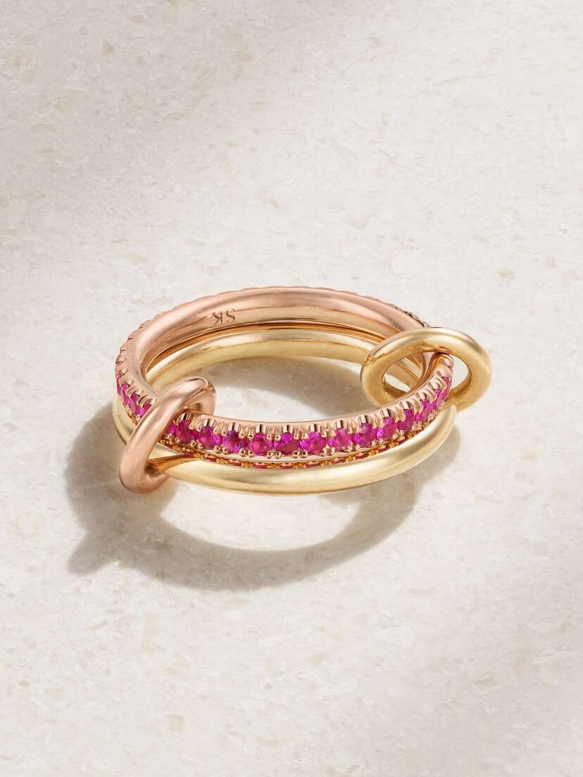 Spinelli Kilcollin Ceres Deux Set Of Two 18-karat Yellow And Rose Gold Sapphire Rings