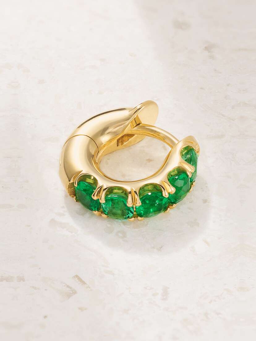 Spinelli Kilcollin Mini Macro 18-karat Gold Emerald Single Hoop Earring