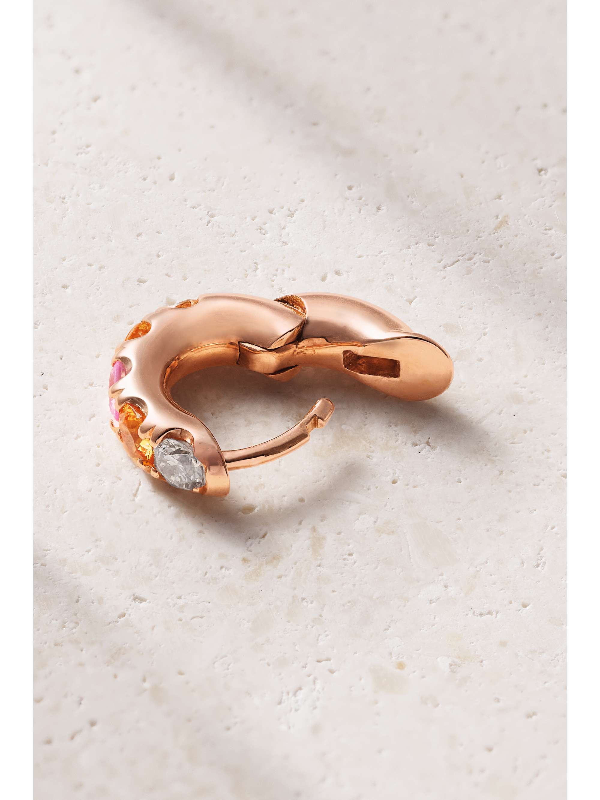 SPINELLI KILCOLLIN Mini Macro 18-karat gold emerald hoop earrings