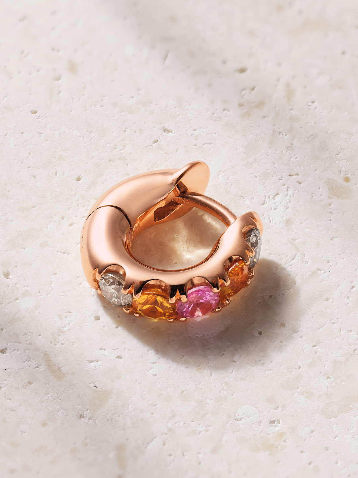 Spinelli Kilcollin - Mini Macro 18-karat Rose Gold, Sapphire And Diamond Hoop Earrings - one size