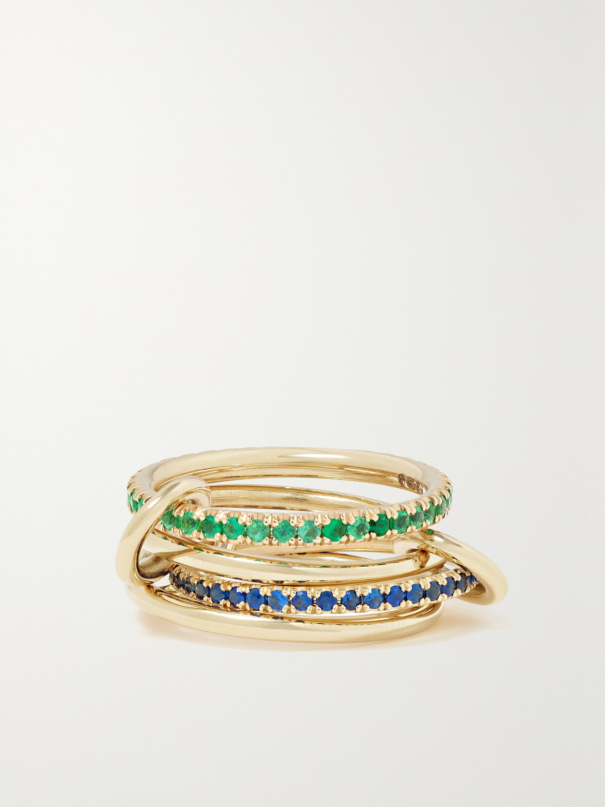 Spinelli Kilcollin Sonny Set Of Four 18-karat Gold, Emerald And Sapphire Rings - 8