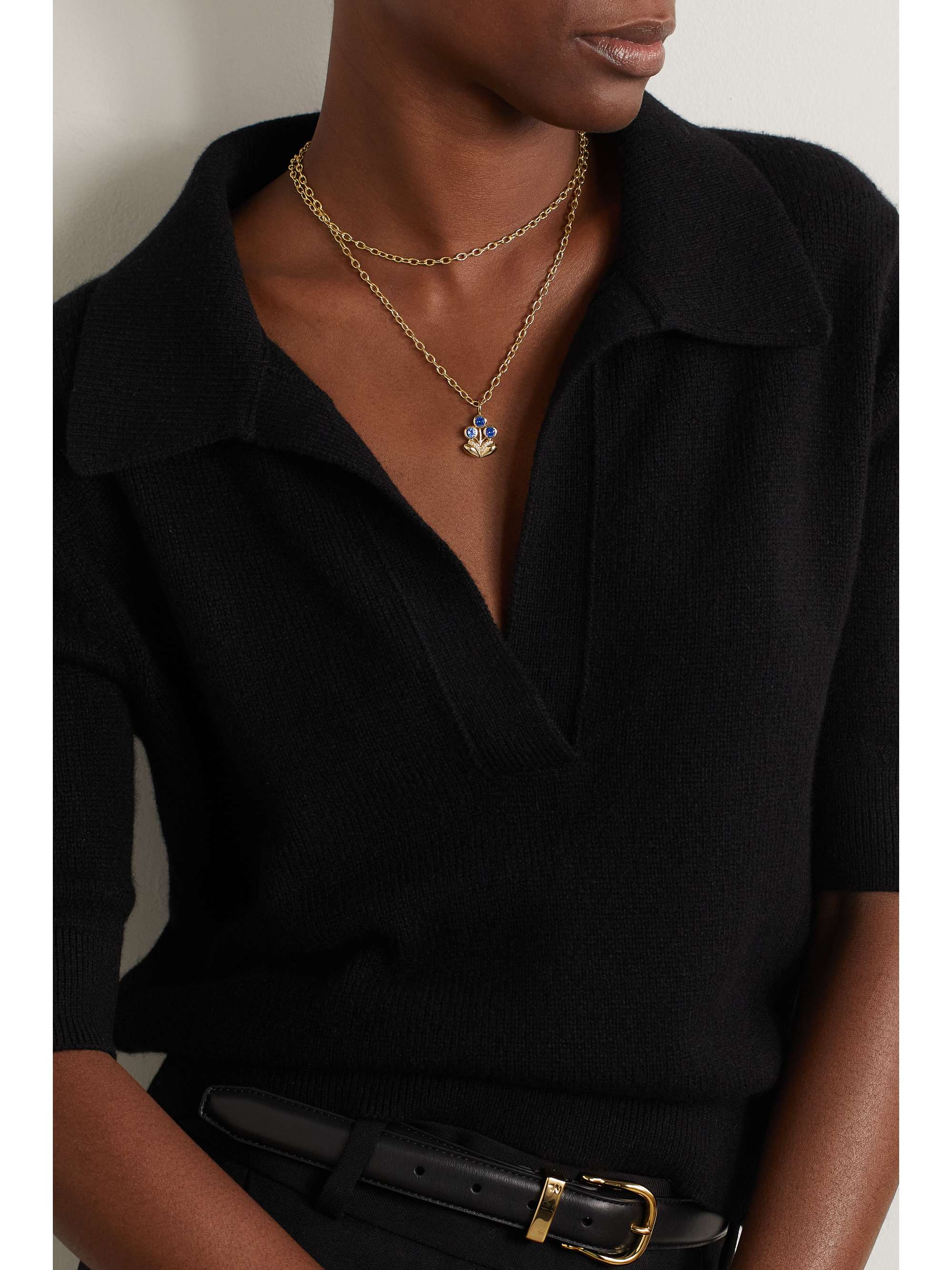 MASON AND BOOKS Collier en or 14 carats (585/1000), saphirs et diamants Bouquet Medium