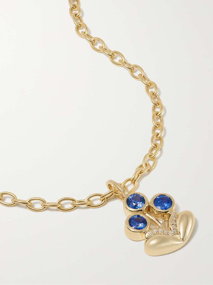 Mason and Books Bouquet Medium 14-karat Gold, Sapphire And Diamond Necklace