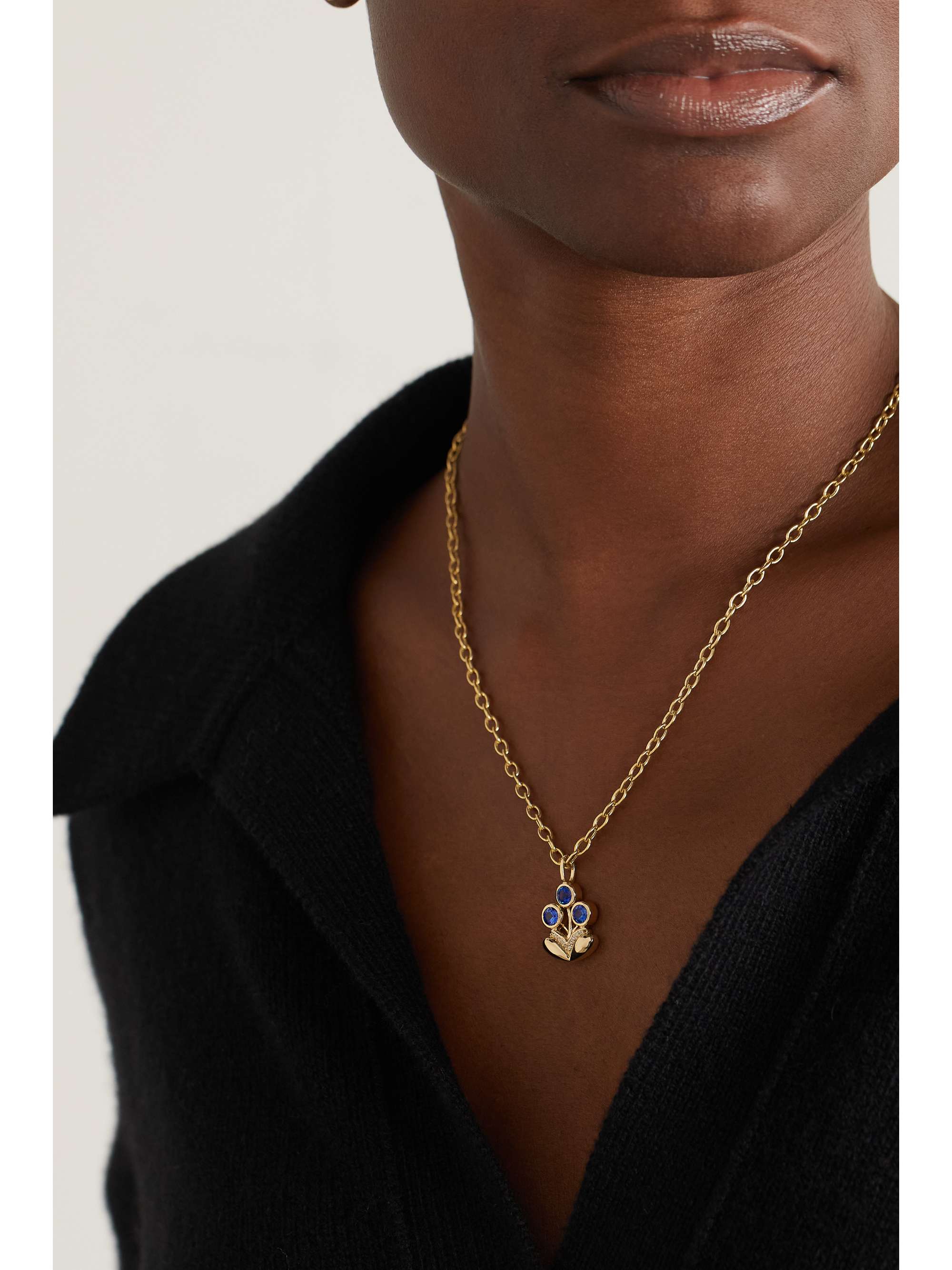 MASON AND BOOKS Collier en or 14 carats (585/1000), saphirs et diamants Bouquet Medium