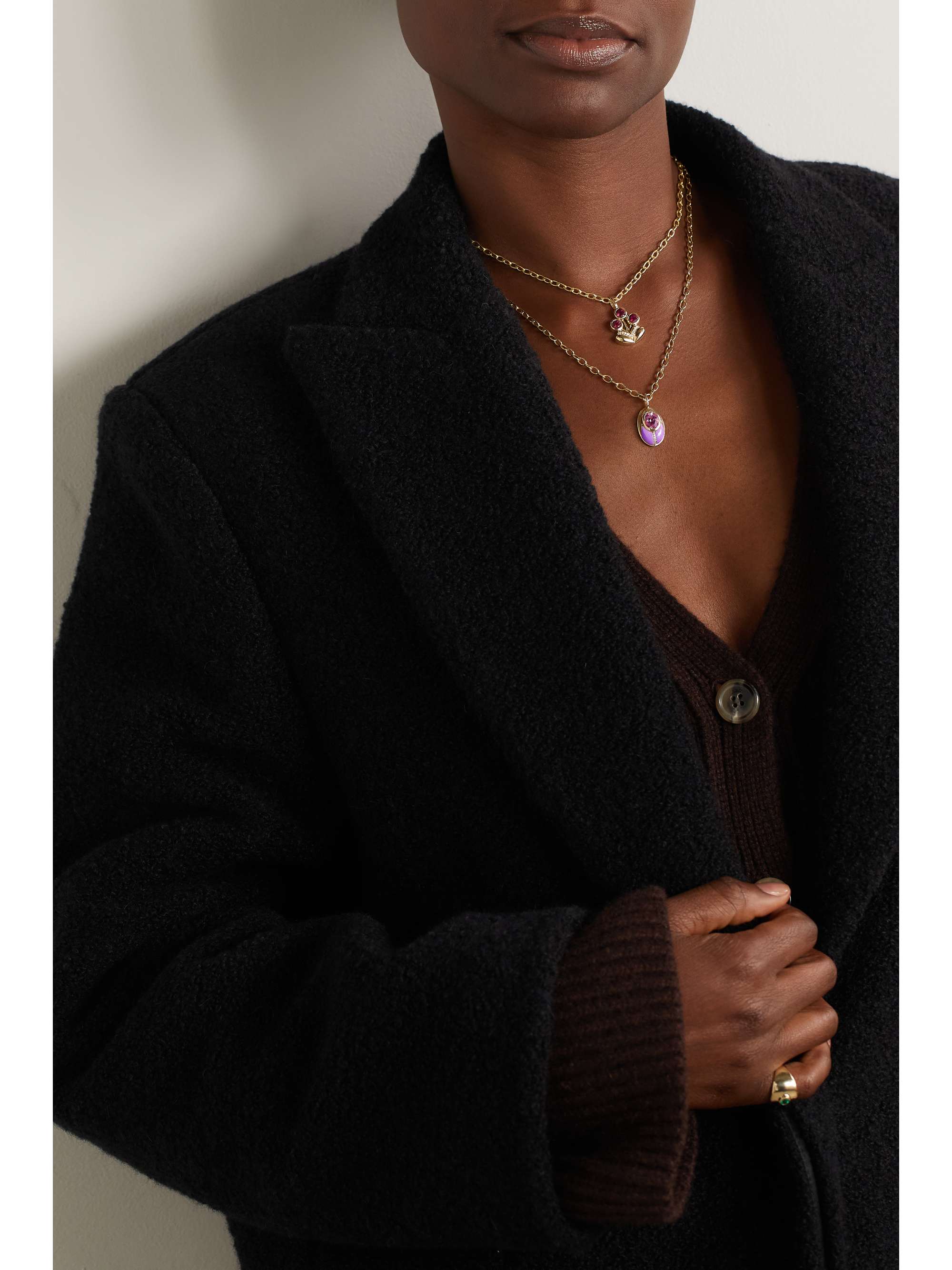 MASON AND BOOKS Love Bug 14-karat gold multi-stone necklace
