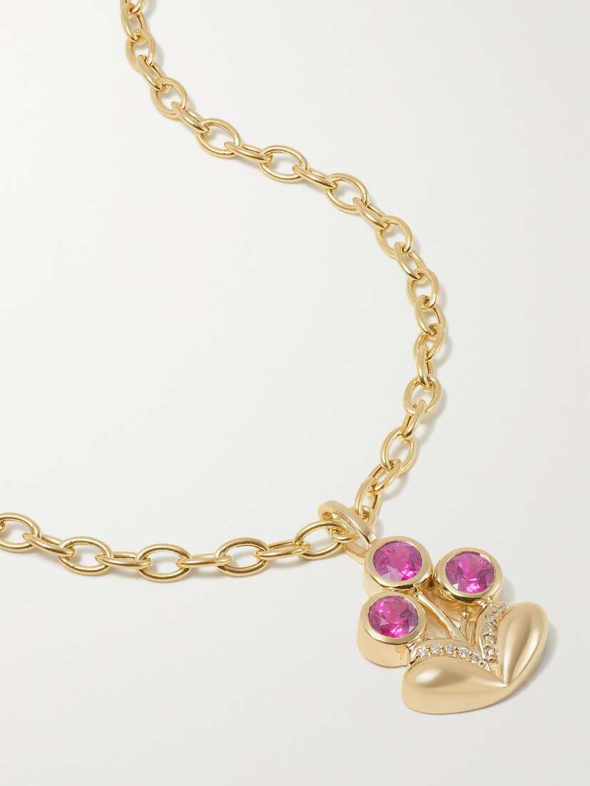 Mason and Books Bouquet Medium 14-karat Gold, Tourmaline And Diamond Necklace