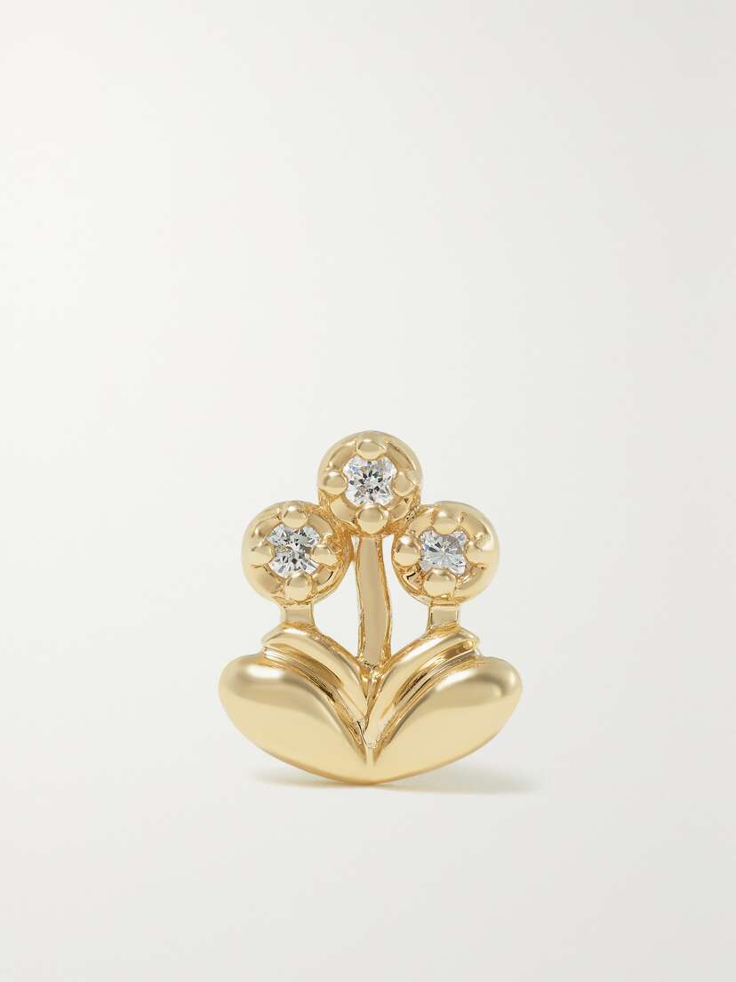 Mason and Books Mini Bouquet 14-karat Gold Diamond Single Earring