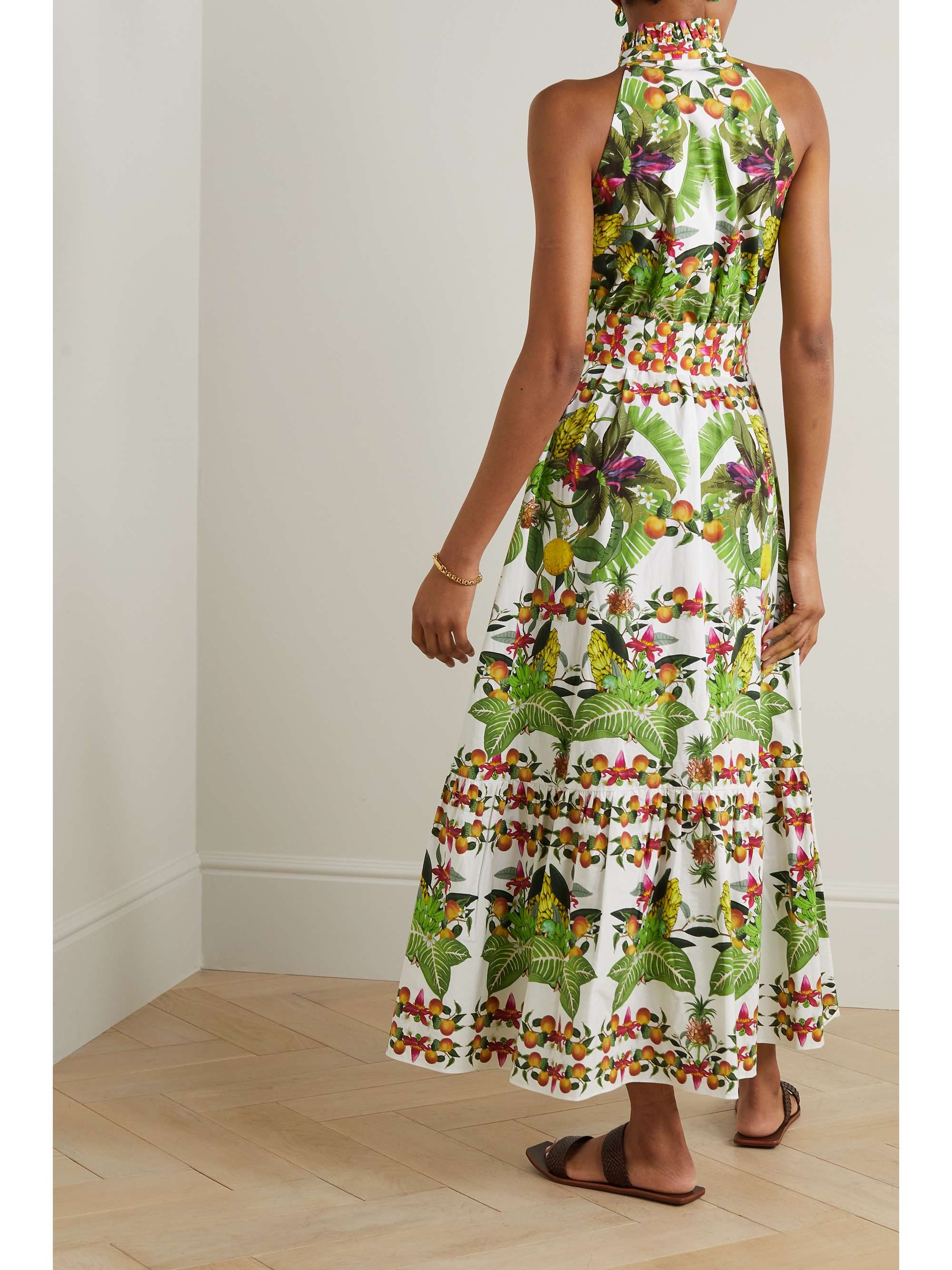 DE NOR Biba tiered printed cottonpoplin maxi dress NETAPORTER