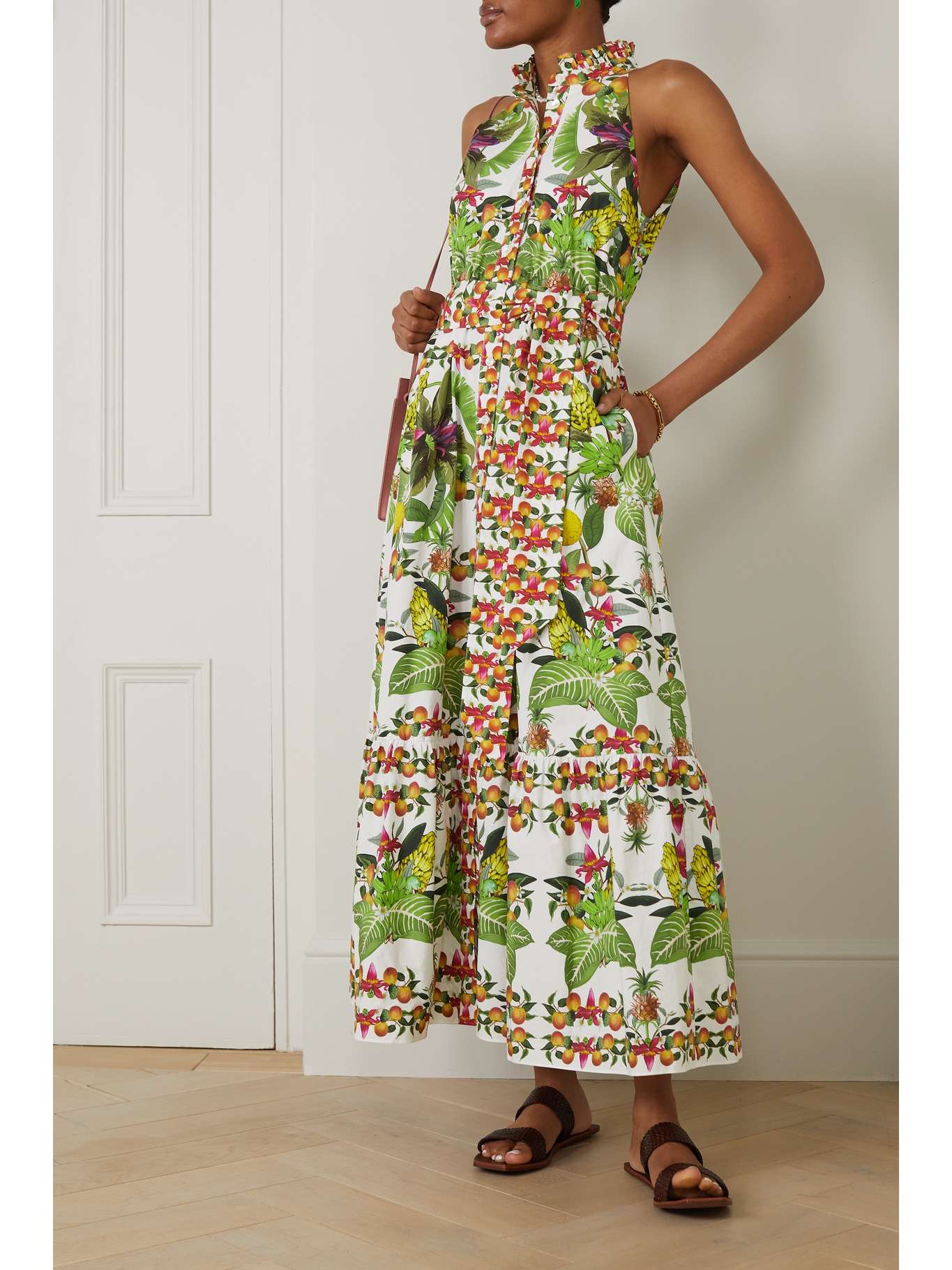 DE NOR Biba tiered printed cottonpoplin maxi dress NETAPORTER