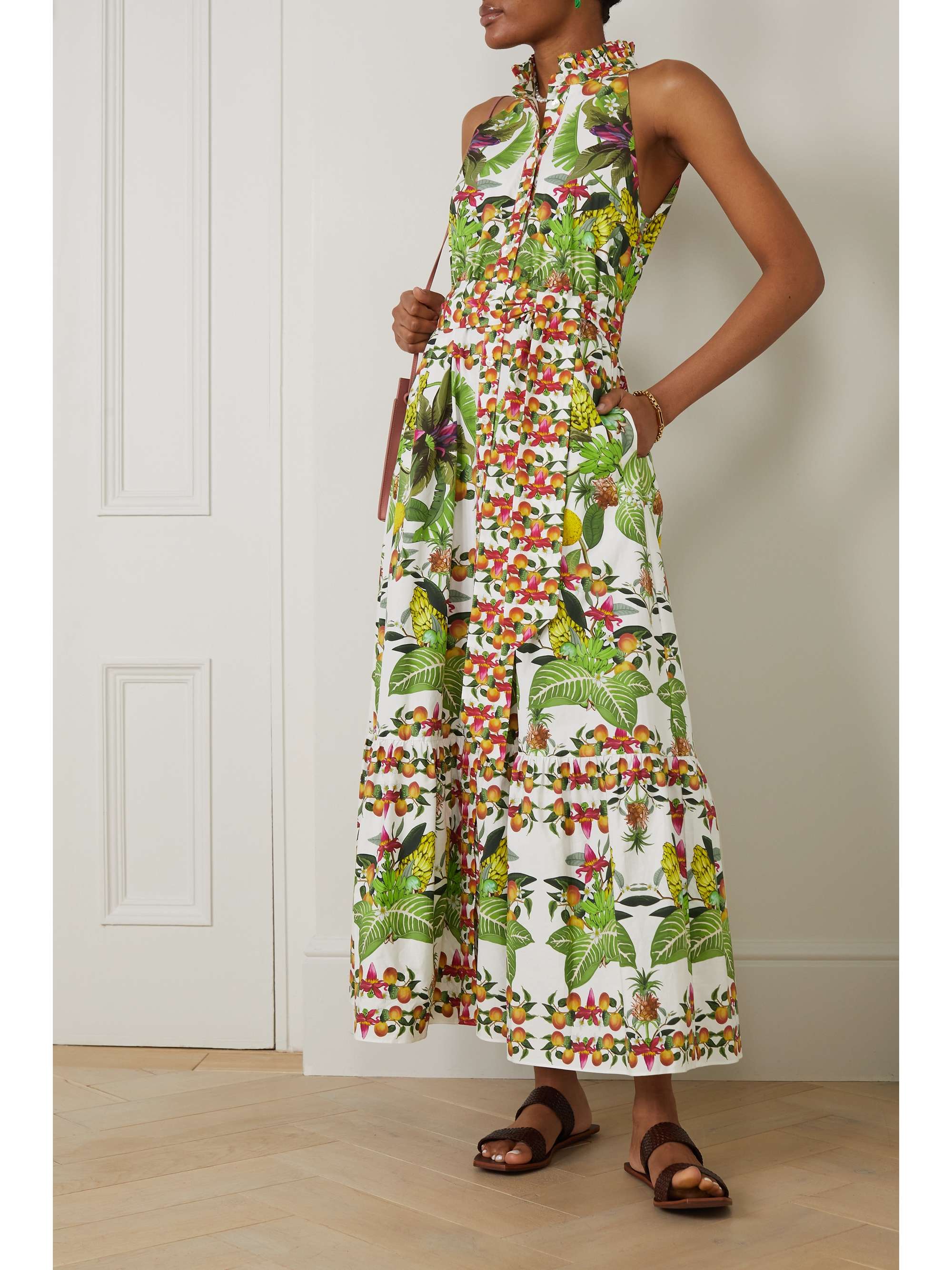 BORGO DE NOR Biba tiered printed cotton-poplin maxi dress