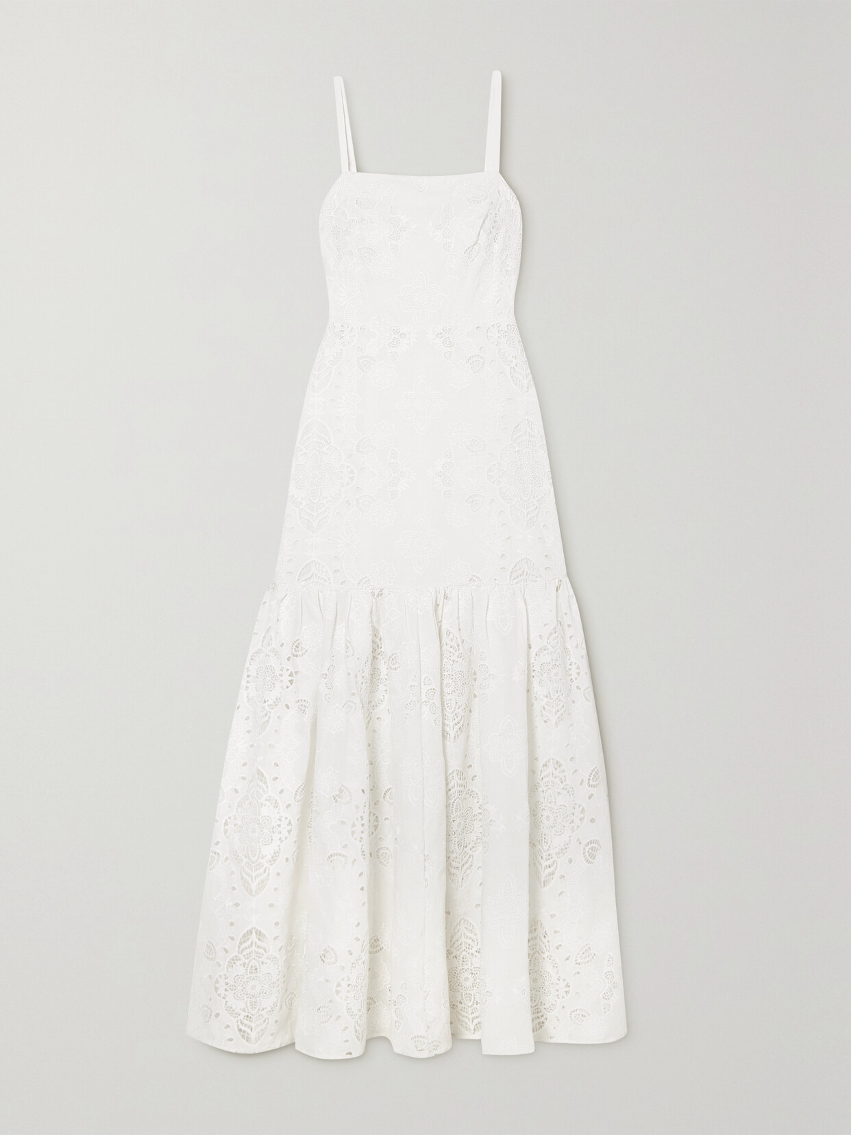 Borgo de Nor - Cordiela Tiered Broderie Anglaise Cotton Maxi Dress - White