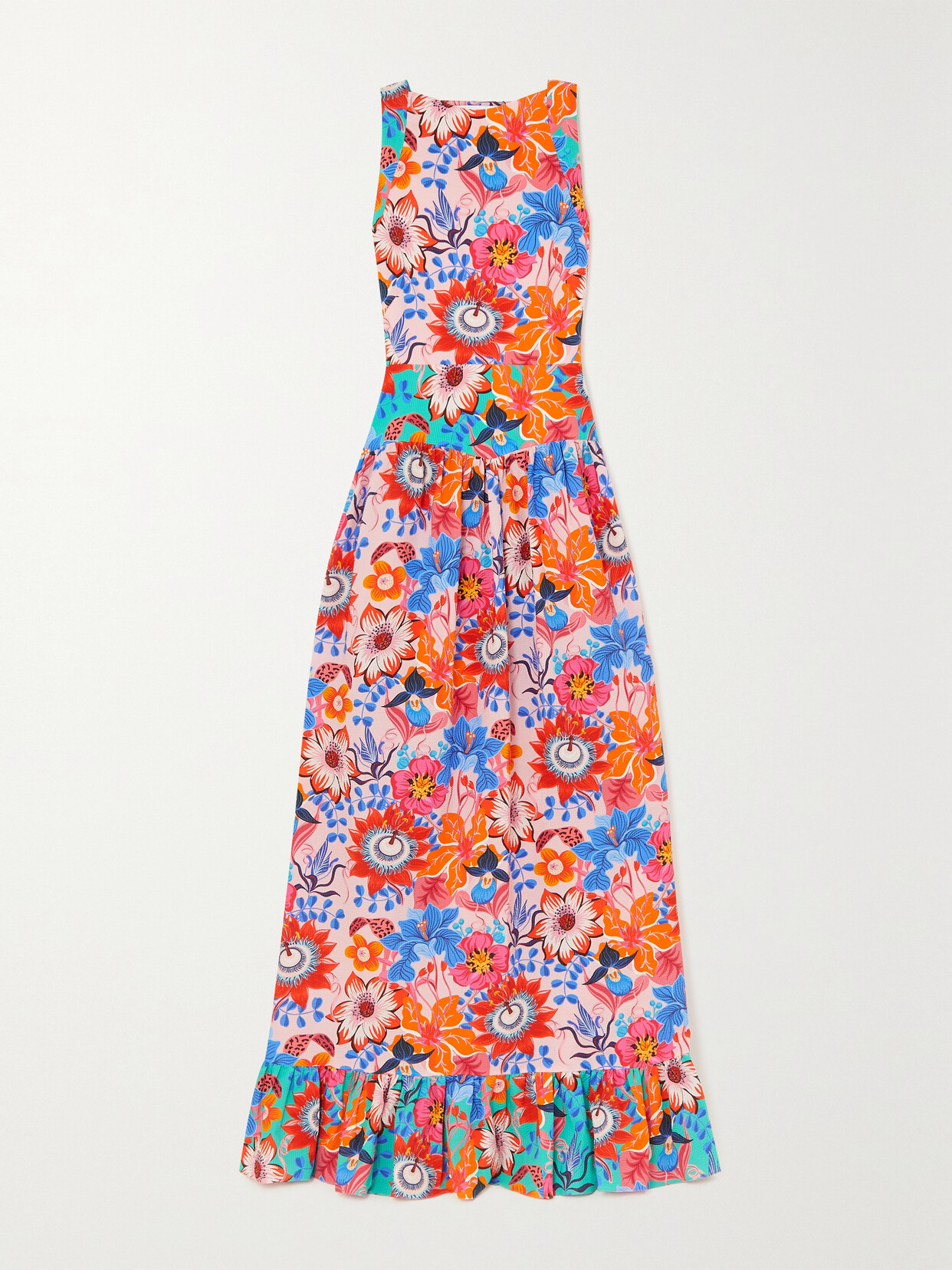 Borgo de Nor - Amara Open-back Floral-print Cotton-seersucker Maxi Dress - Pink